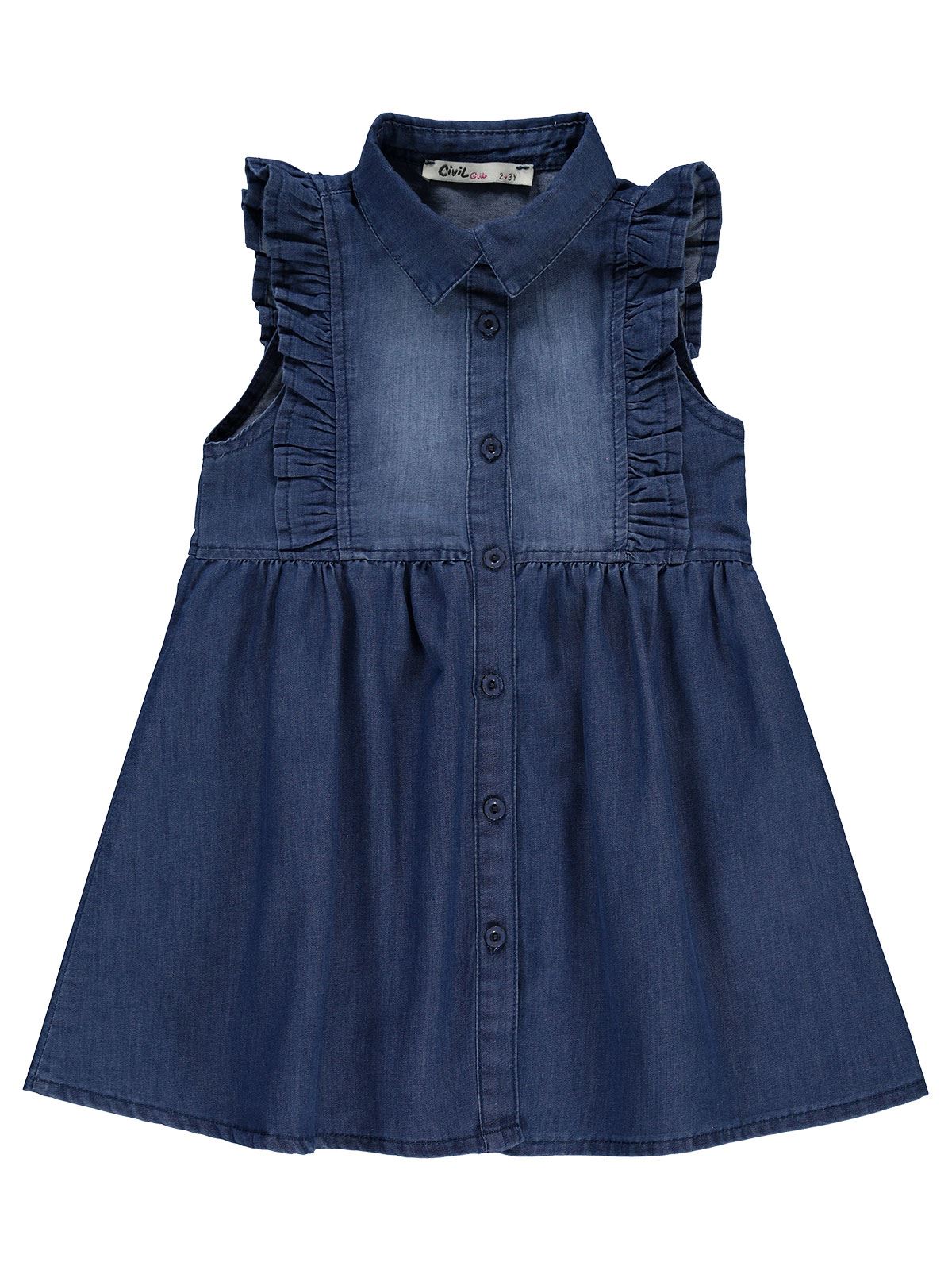 Civil Girls Kız Çocuk Kot Elbise 2-5 Yaş Koyu Mavi