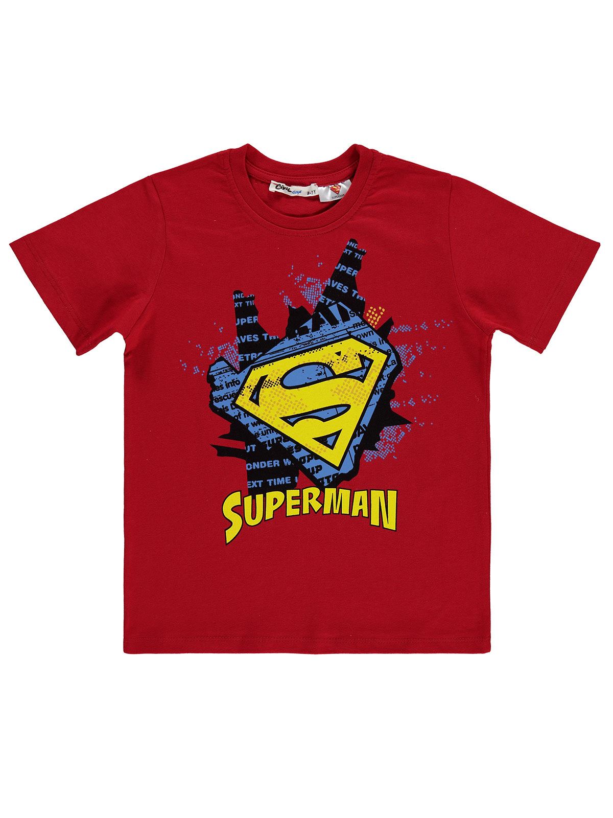 Süperman Erkek Çocuk Tişört 6-9 Yaş Kırmızı