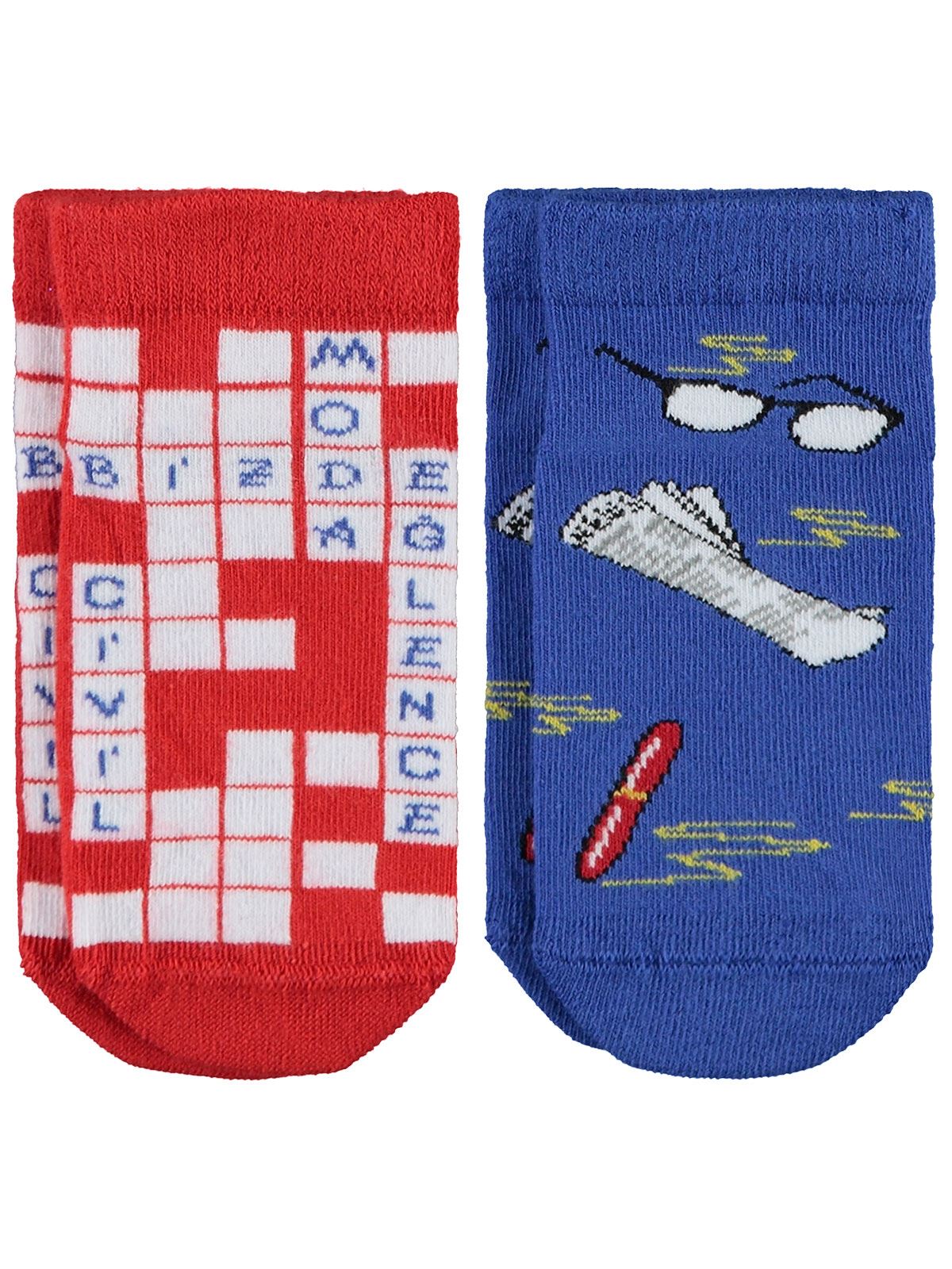 Civil Socks Erkek Çocuk 2'li Patik Çorap Set 3-11 Yaş Kırmızı
