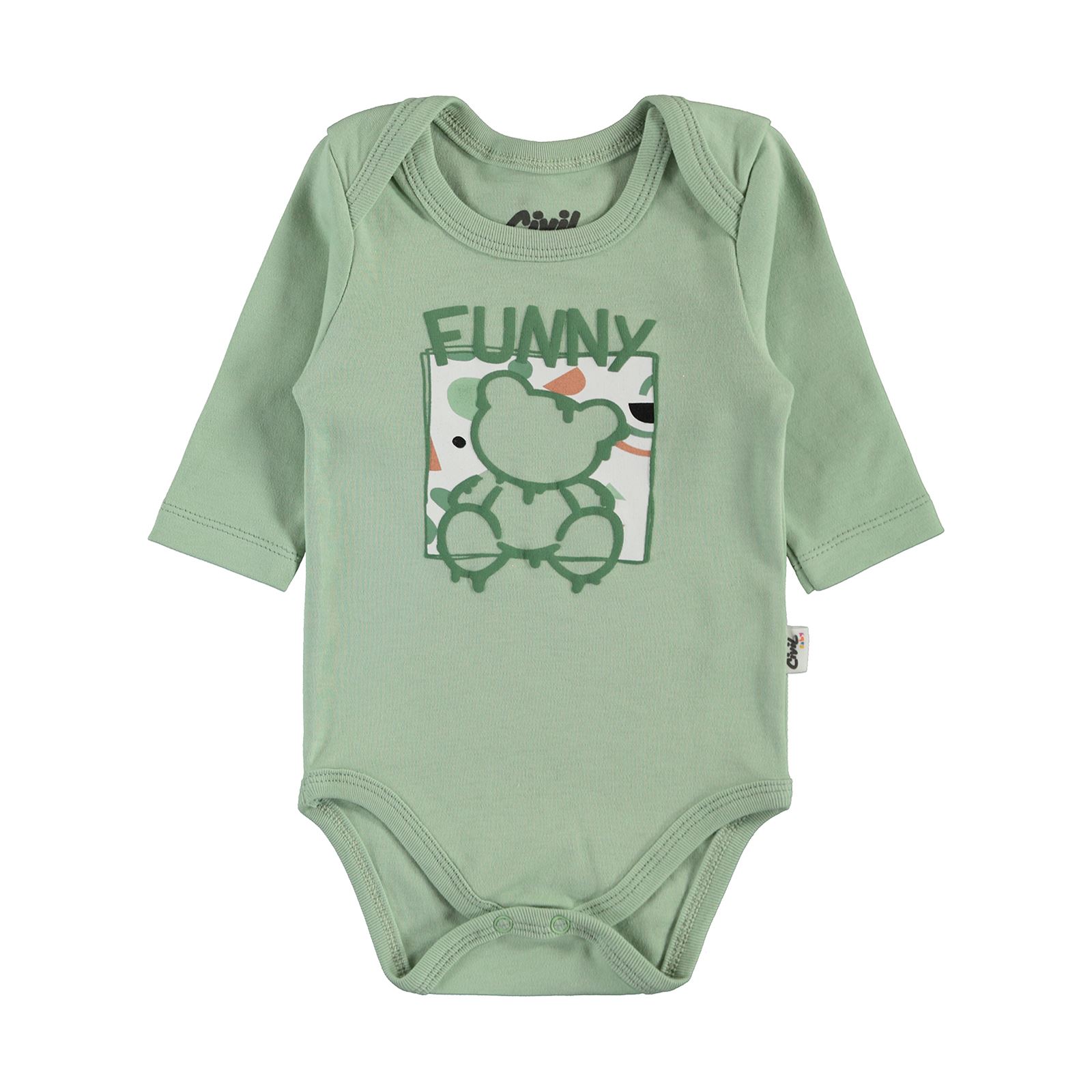 Civil Baby Erkek Bebek 2'li Çıtçıtlı Badi 3-12 Ay Çağla Yeşili