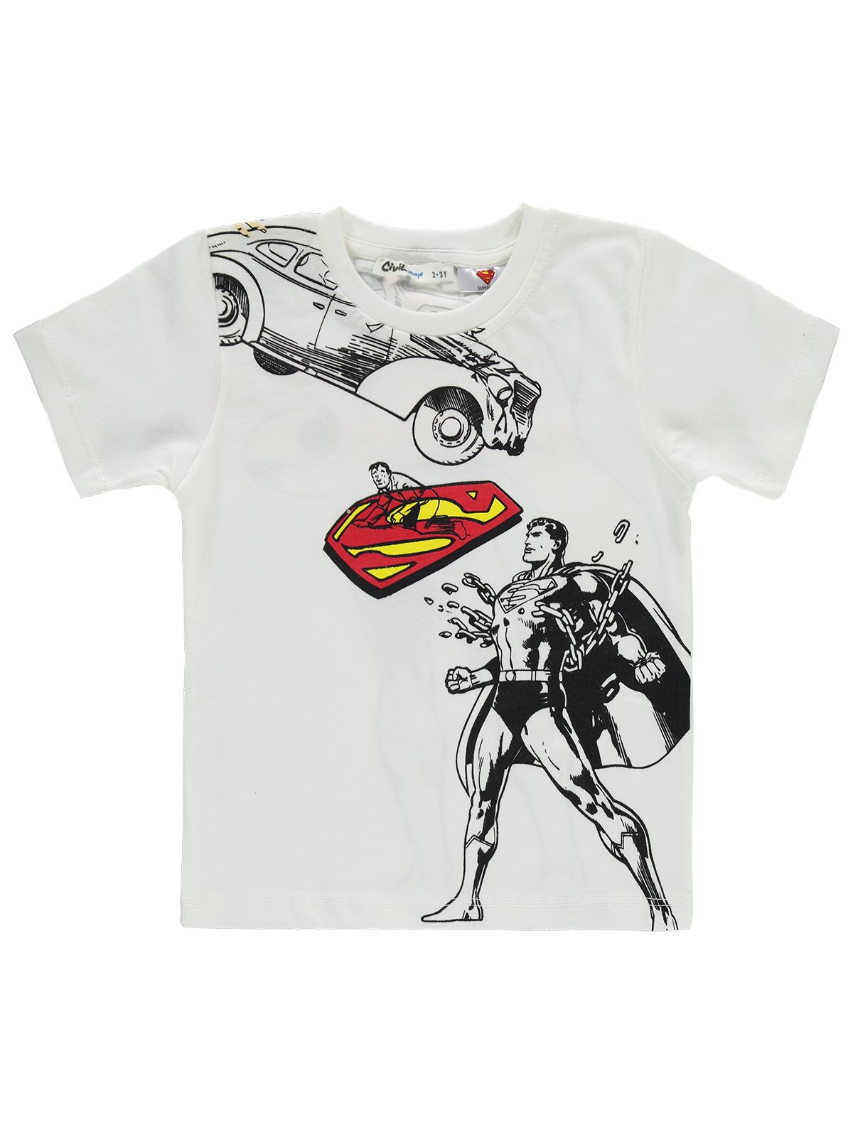 Süperman Erkek Çocuk Tişört 2-5 Yaş  Ekru