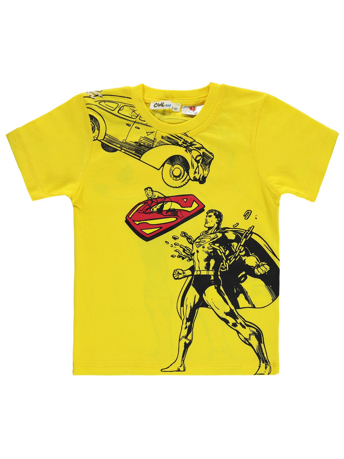 Süperman Erkek Çocuk Tişört 2-5 Yaş  Sarı