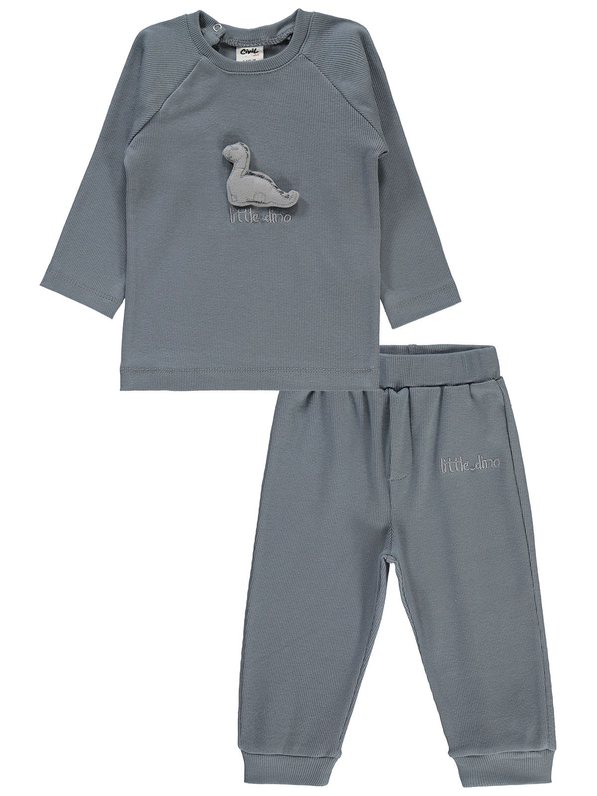Civil Baby Erkek Bebek Pijama Takımı 3-12 Ayı Gri