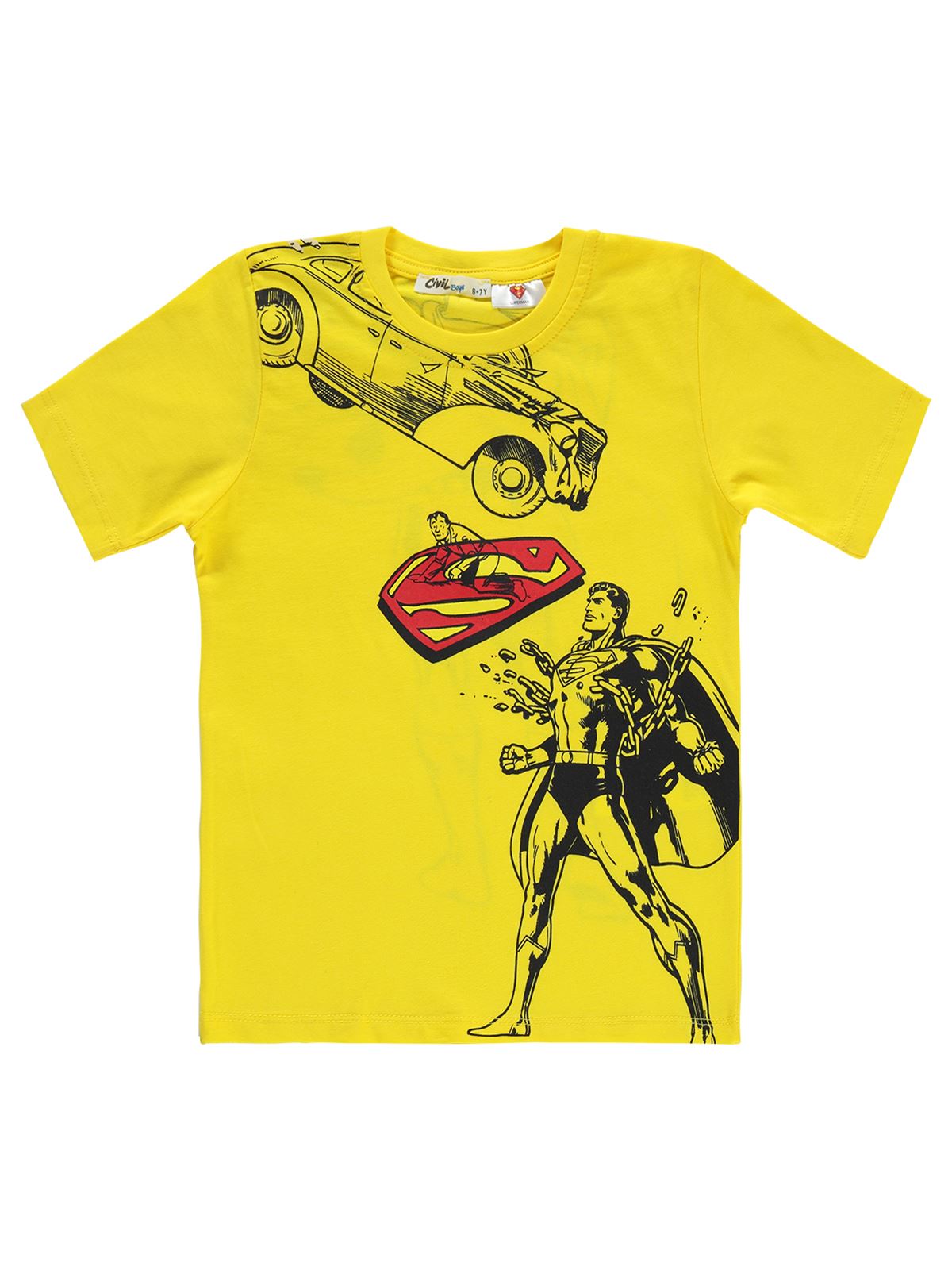 Superman Erkek Çocuk Tişört 6-9 Yaş Sarı