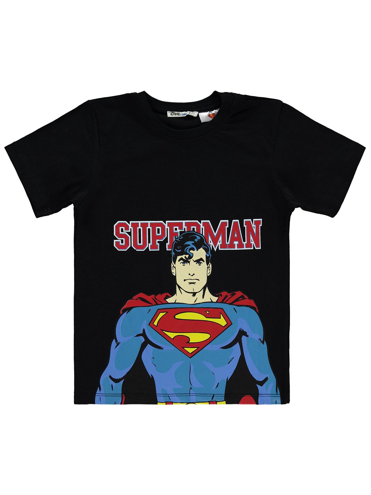Superman Erkek Çocuk Tişört 6-9 Yaş Siyah