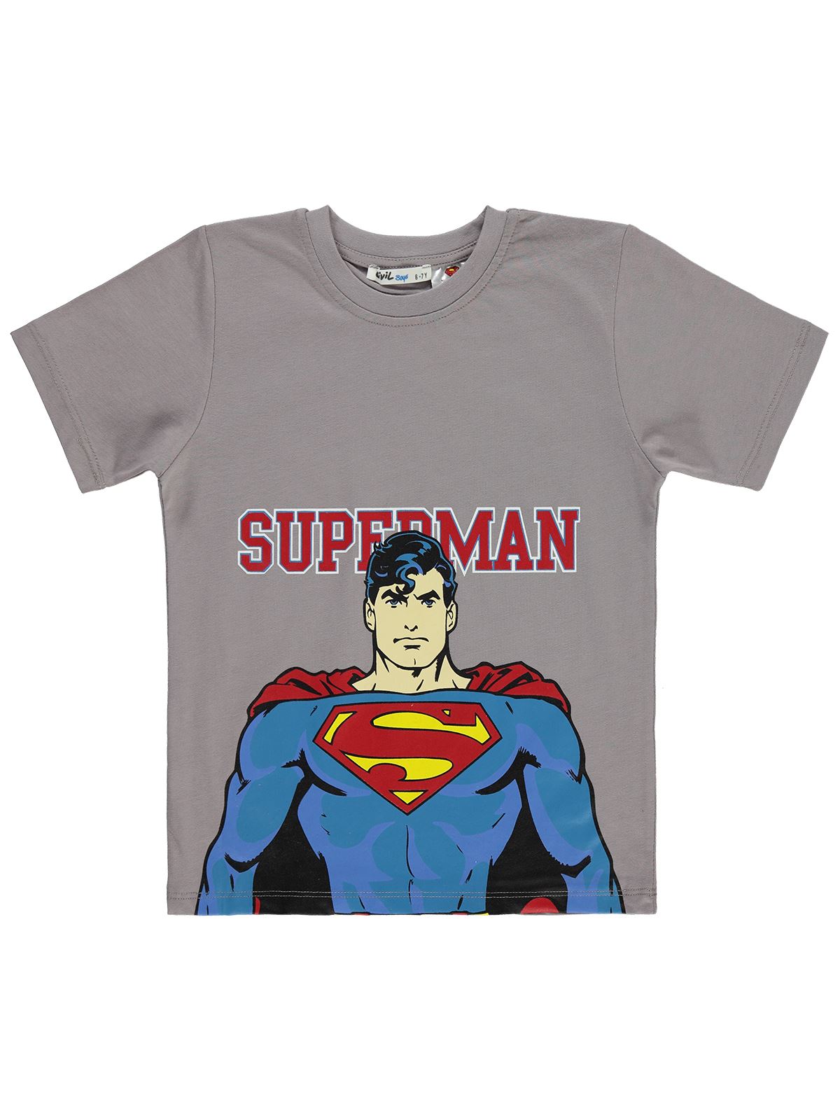 Superman Erkek Çocuk Tişört 6-9 Yaş Gri