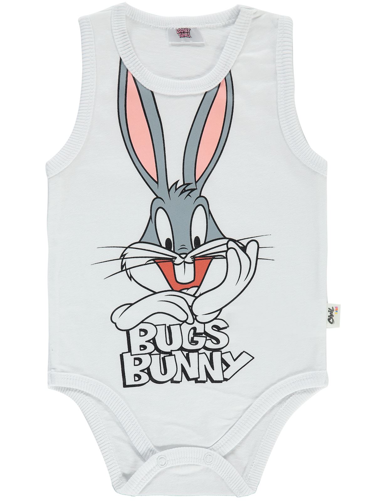 Bugs Bunny Bebek Çıtçıtlı Badi 1-18 Ay Beyaz