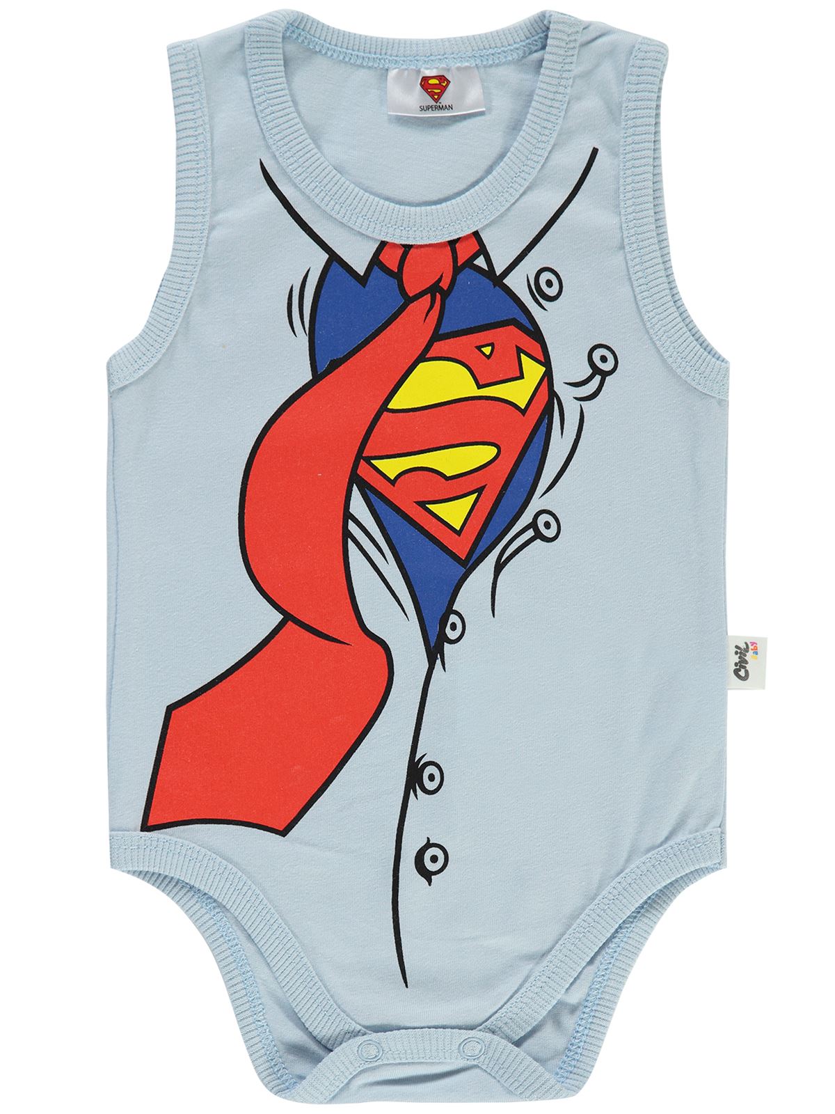 Superman Erkek Bebek Çıtçıtlı Badi 1-18 Ay Mavi