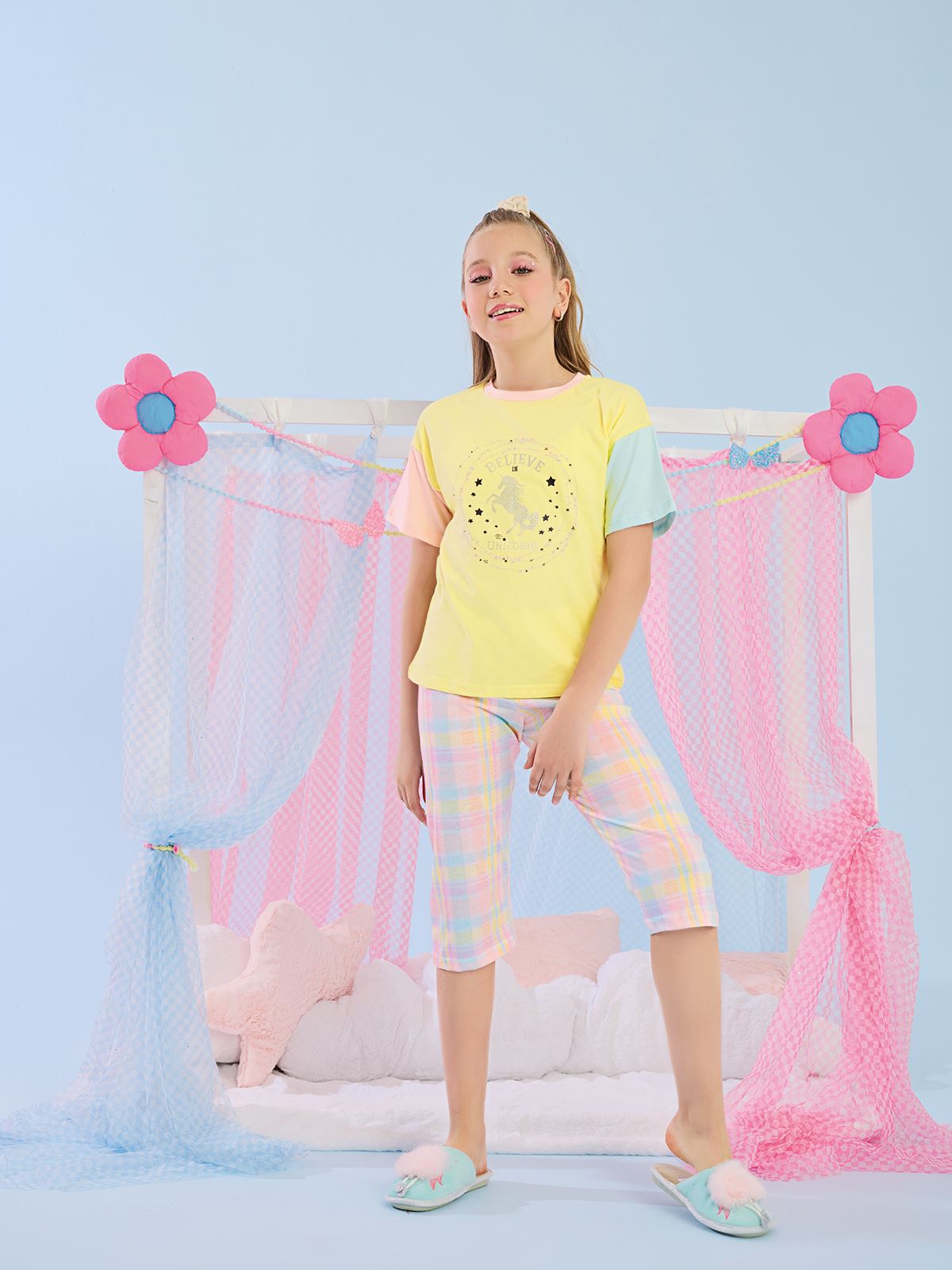 Katamino Kız Çocuk Pijama Takımı 3-9 Yaş Sarı
