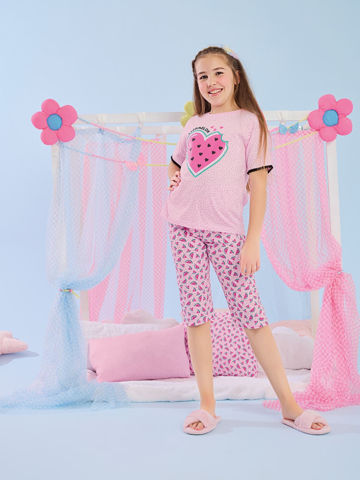 Katamino Kız Çocuk Pijama Takımı 3-9 Yaş Pembe