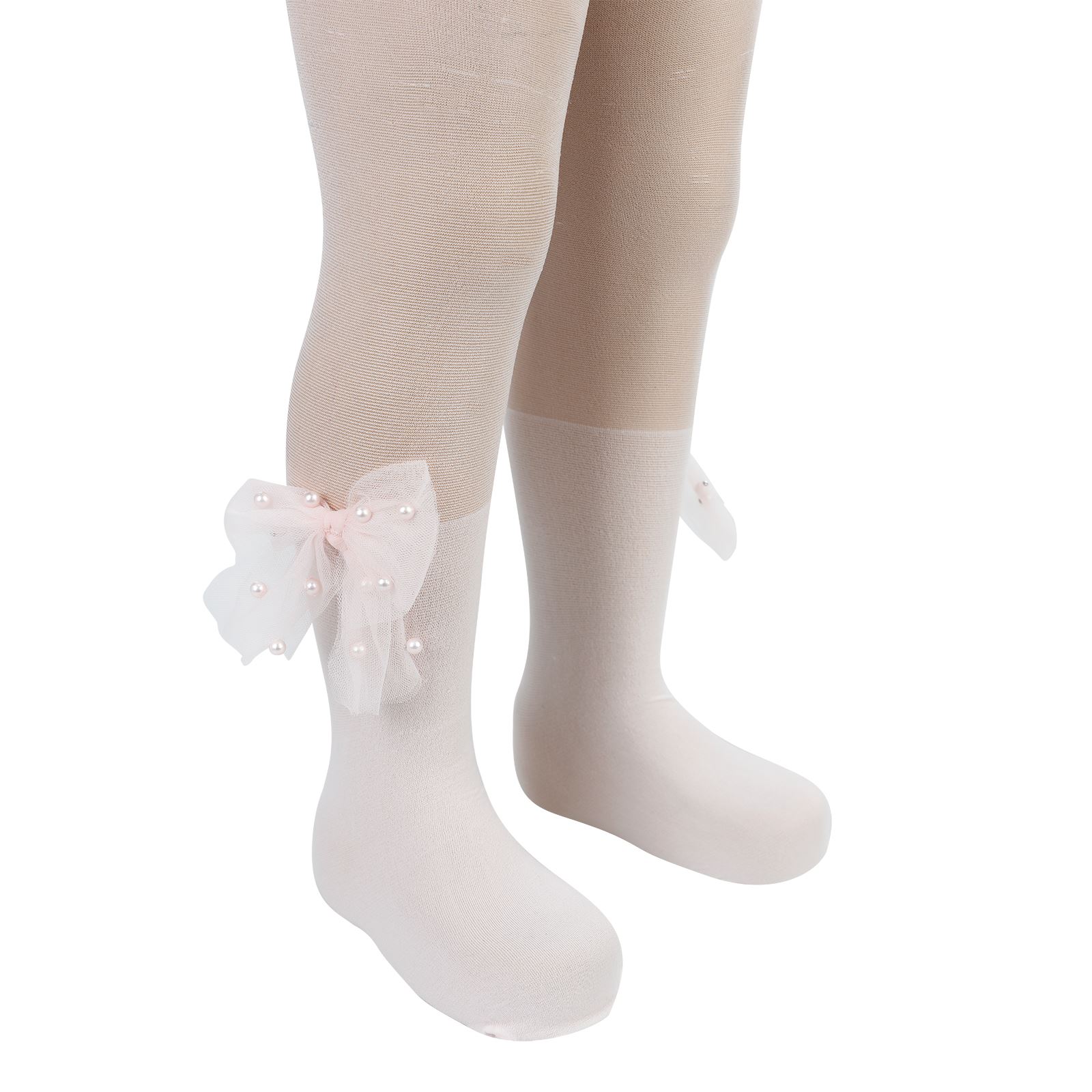 Katamino Kız Çocuk Tokalı Külotlu Çorap 3-9 Yaş Pudra