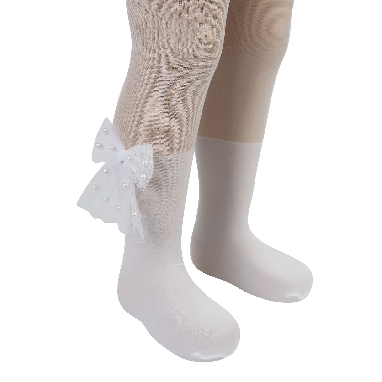 Katamino Kız Çocuk Tokalı Külotlu Çorap 3-9 Yaş Beyaz