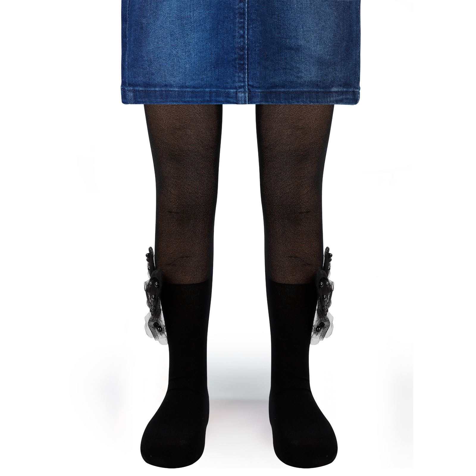 Katamino Kız Çocuk Tokalı Külotlu Çorap 3-9 Yaş Siyah