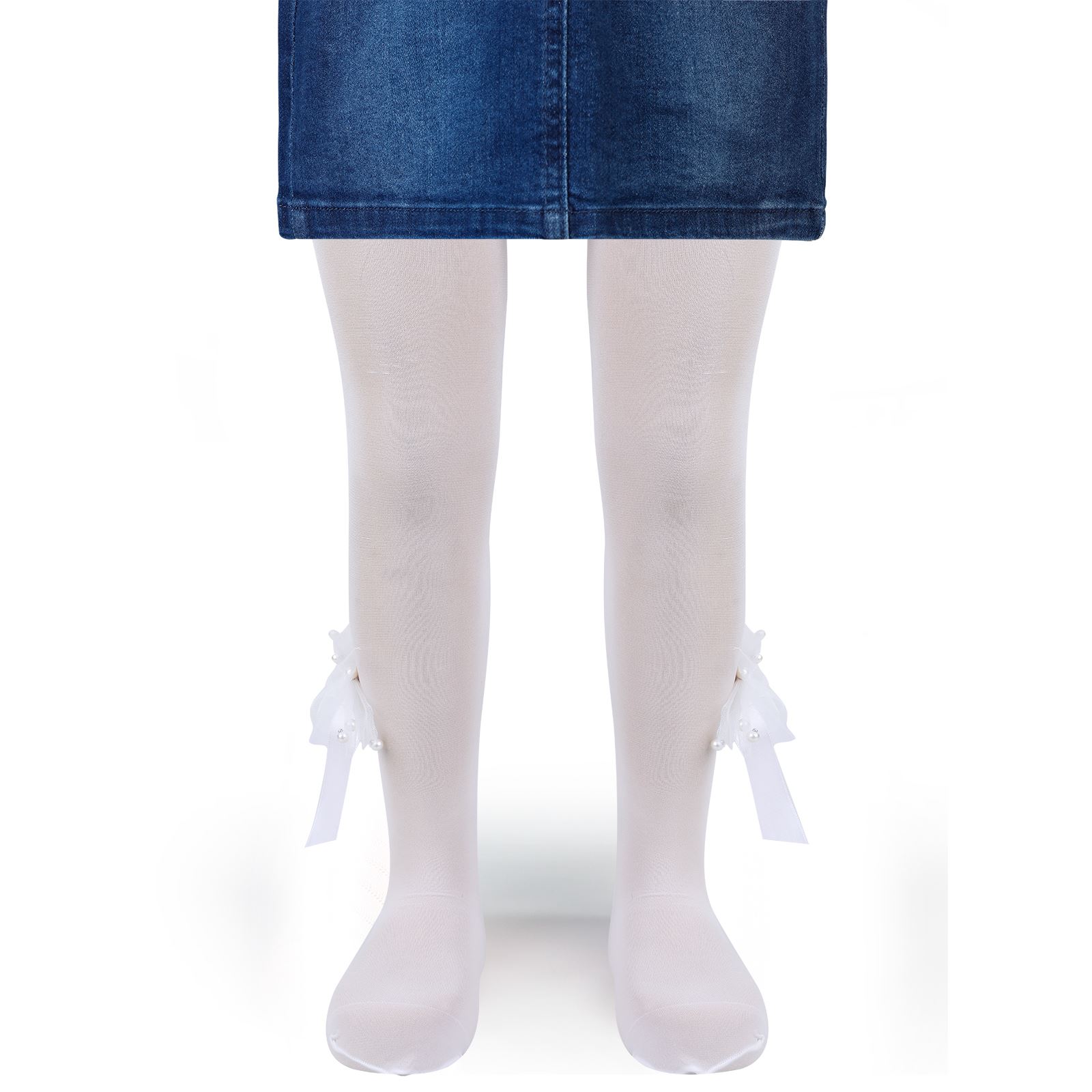 Katamino Kız Çocuk Taçlı Külotlu Çorap 3-9 Yaş  Beyaz