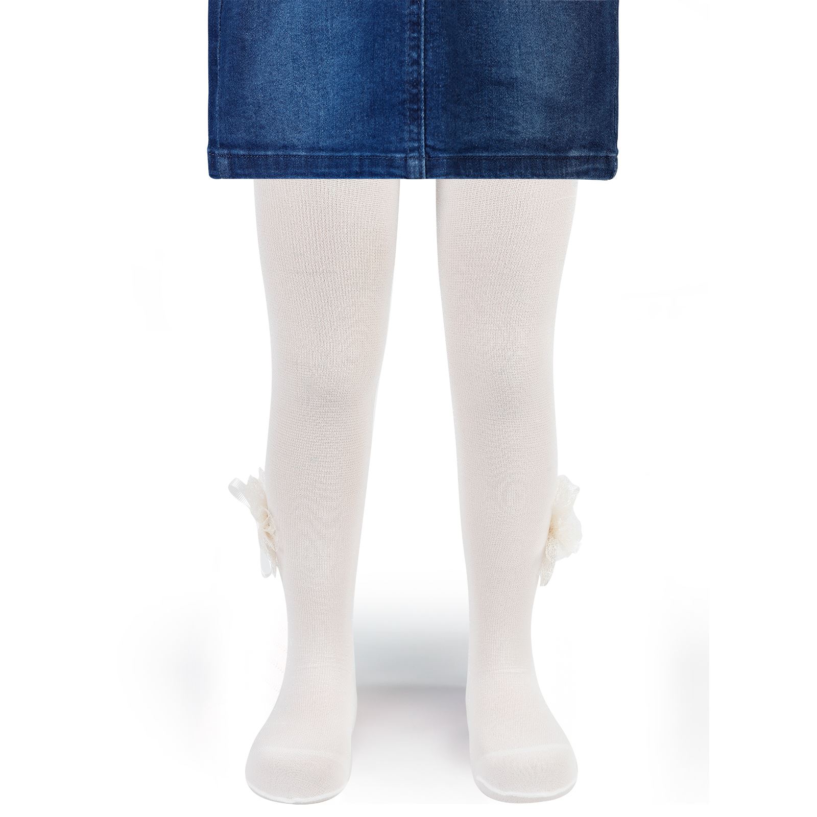 Katamino Kız Çocuk Taçlı Külotlu Çorap 1-11 Yaş Gri Ekru