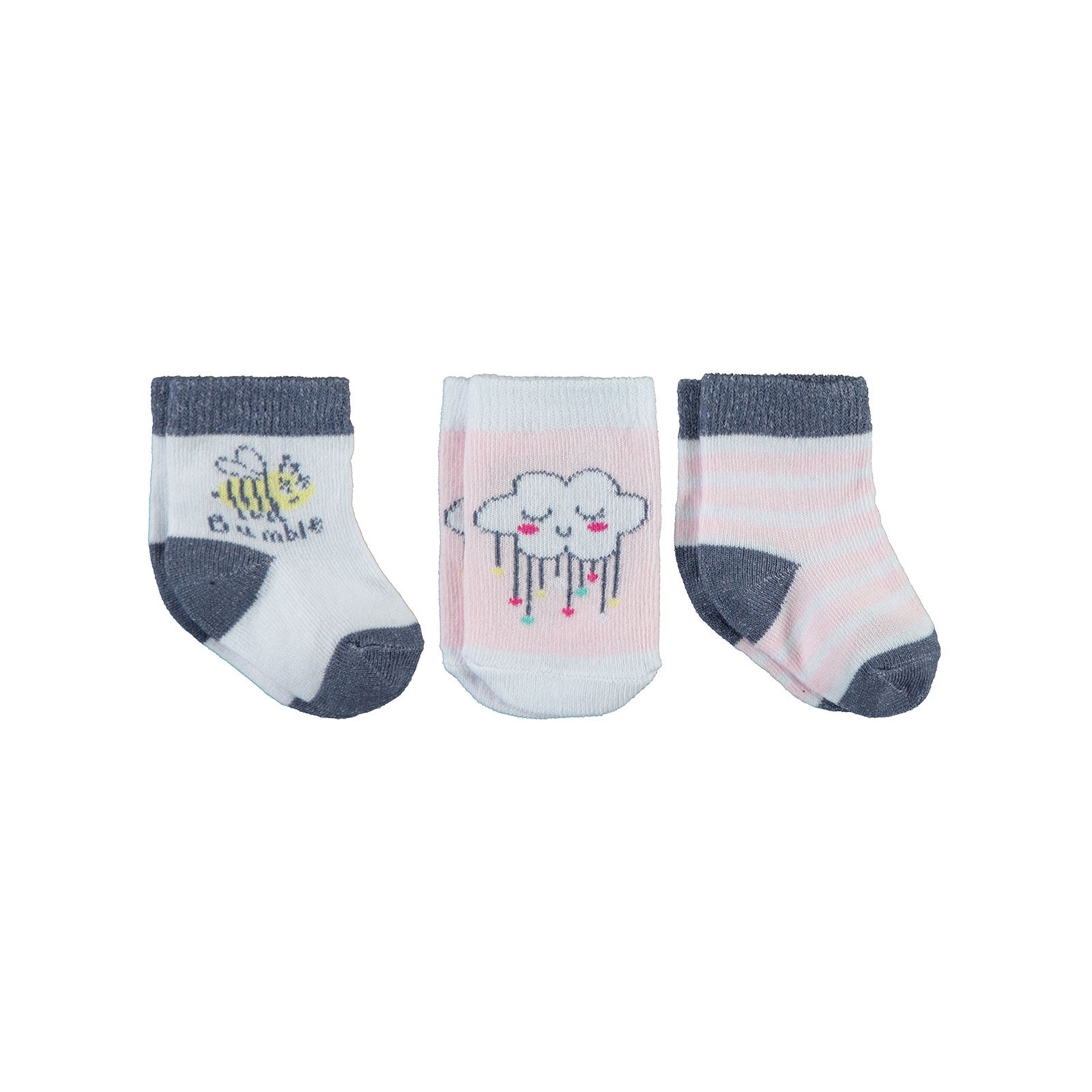 Civil Baby Kız Bebek 3'lü Çorap Set 0-24 Ay Pembe