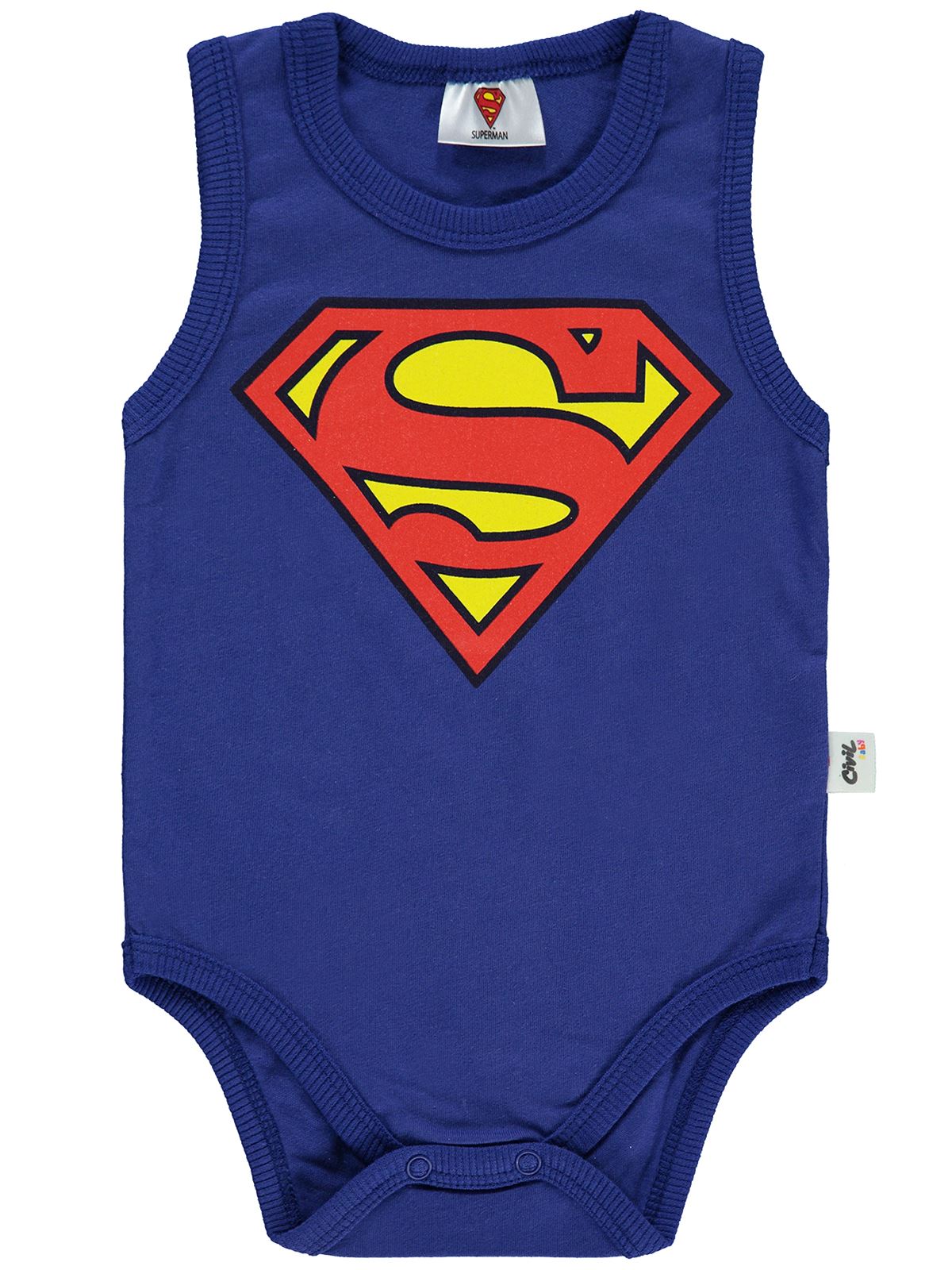 Superman Erkek Bebek Çıtçıtlı Badi 1-18 Ay Saks Mavisi