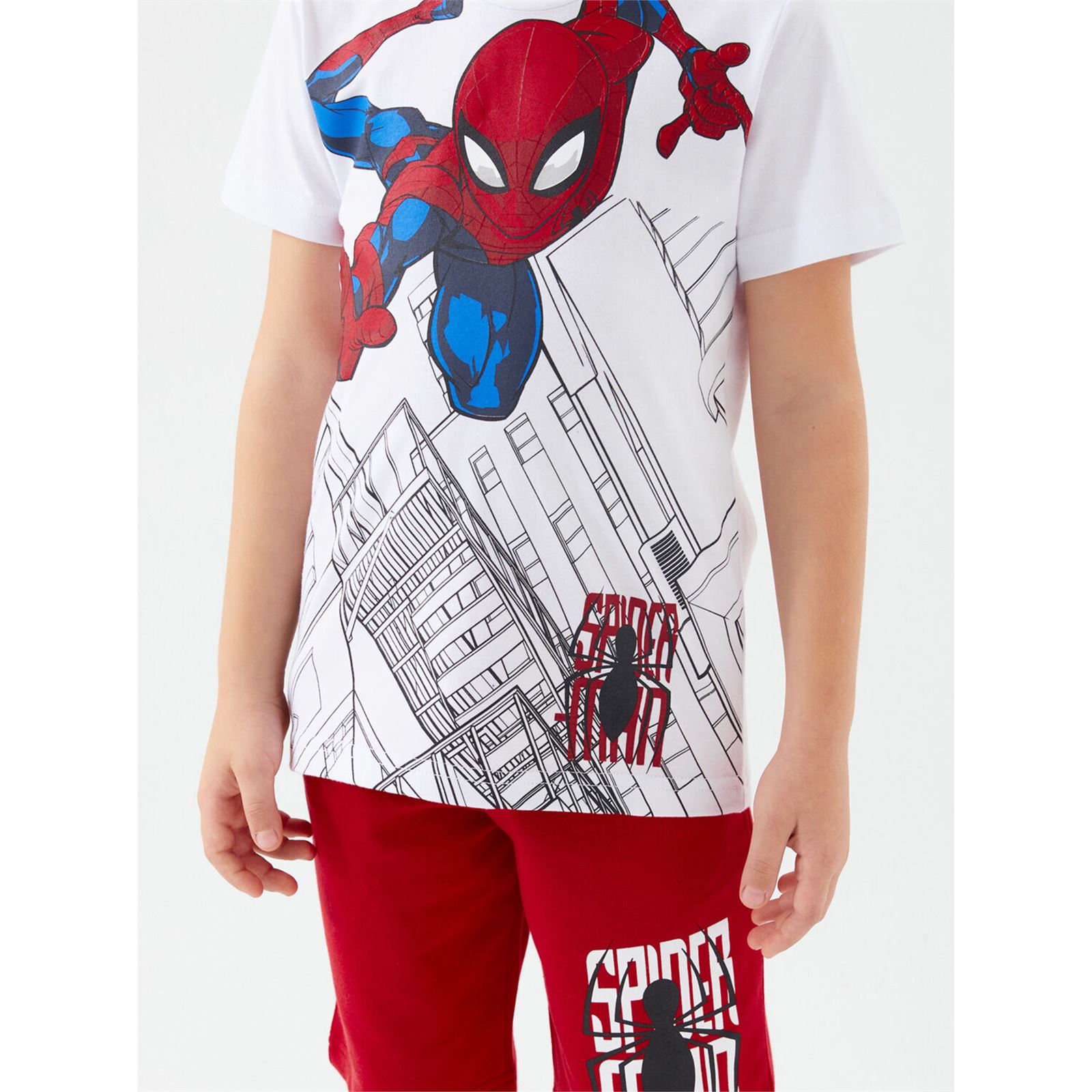Spiderman Erkek Çocuk Şortlu Takım 3-8 Yaş Beyaz