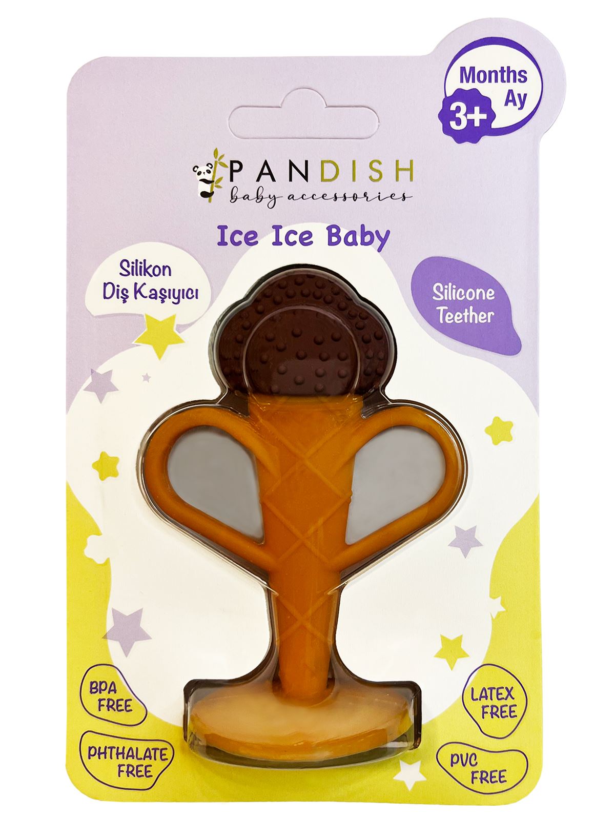 Pandish Ice Ice Baby Silikon Diş Kaşıyıcı Kahverengi
