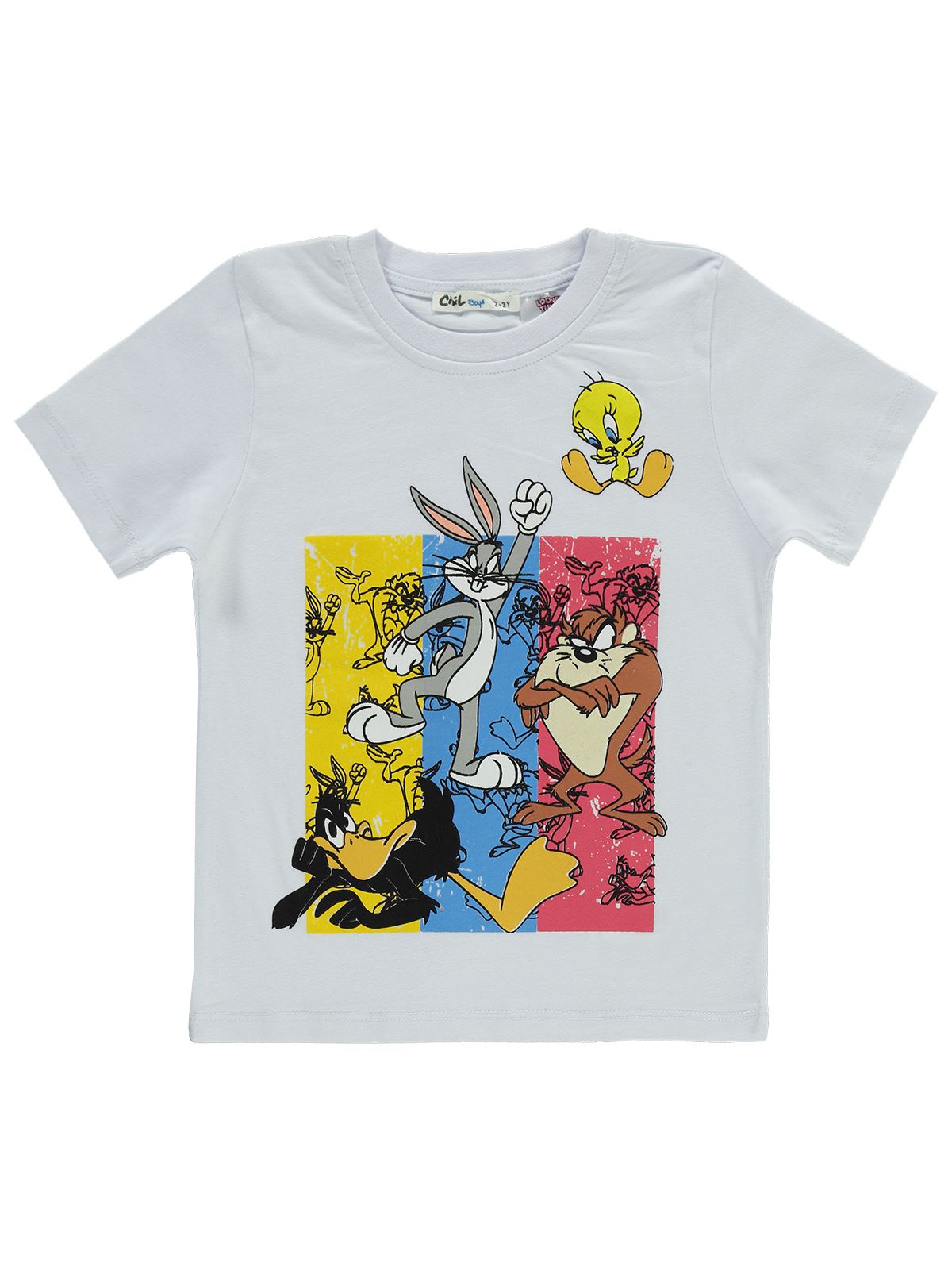 Looney Tunes Erkek Çocuk Tişört 2-5 Yaş Beyaz