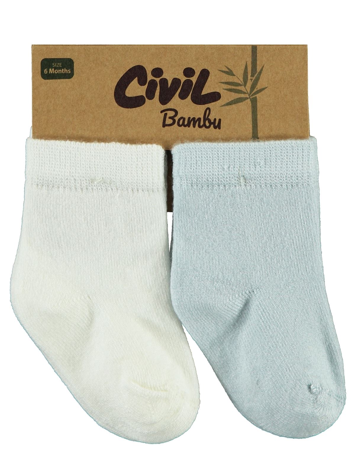 Civil Baby Bebek 2'li Bambu Çorap Set 6-18 Ay Ekru-Mavi