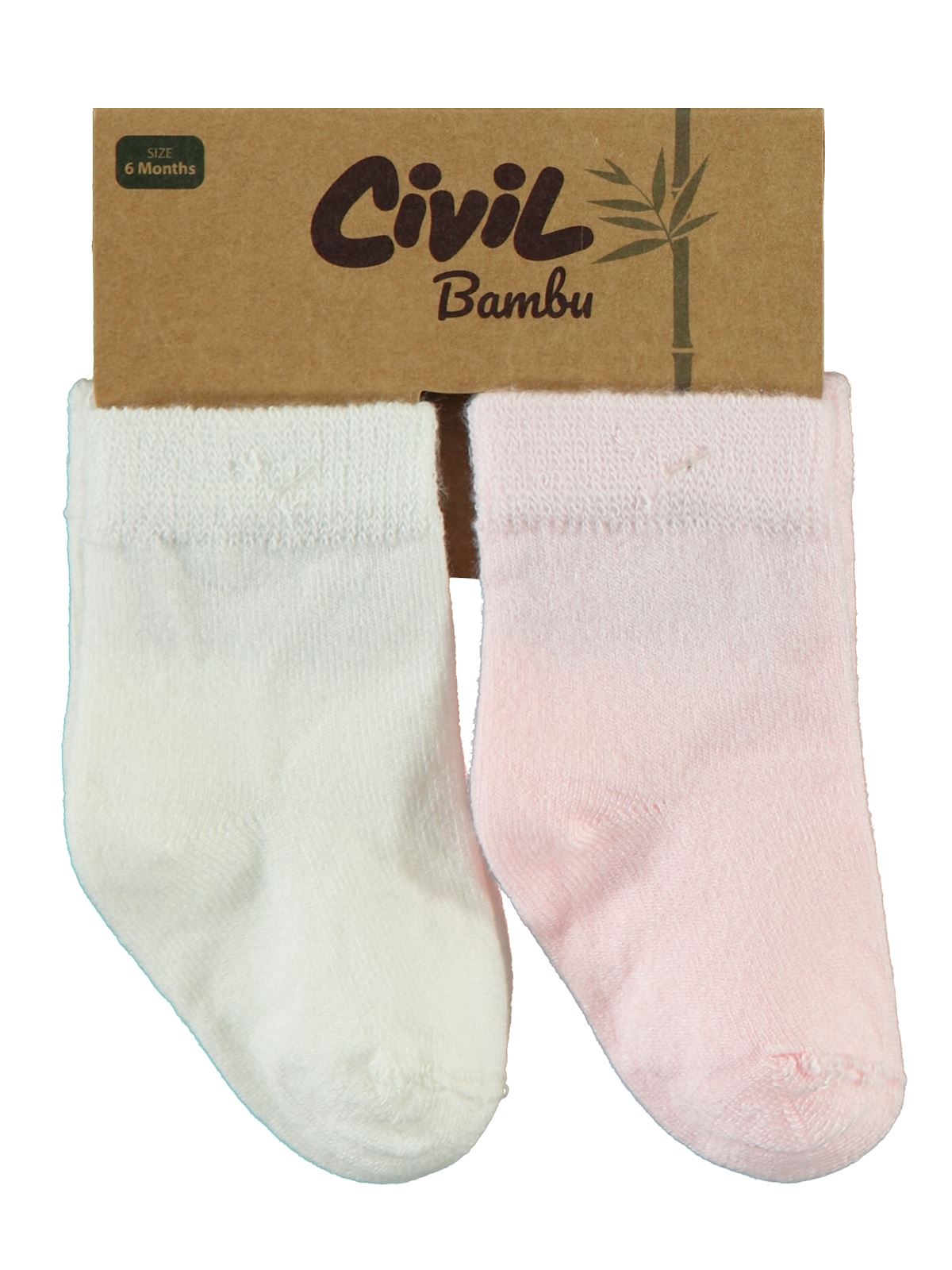 Civil Baby Bebek 2'li Bambu Çorap Set 6-18 Ay Ekru-Pembe