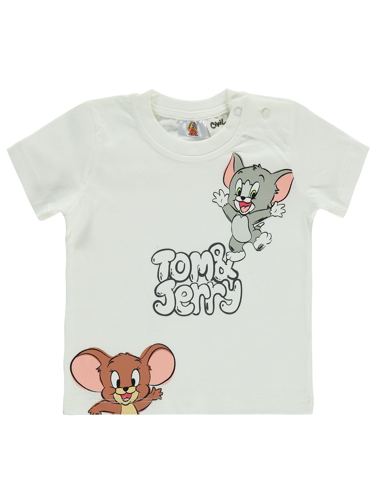 Tom & Jerry Erkek Bebek Tişört 6-18 Ay  Ekru