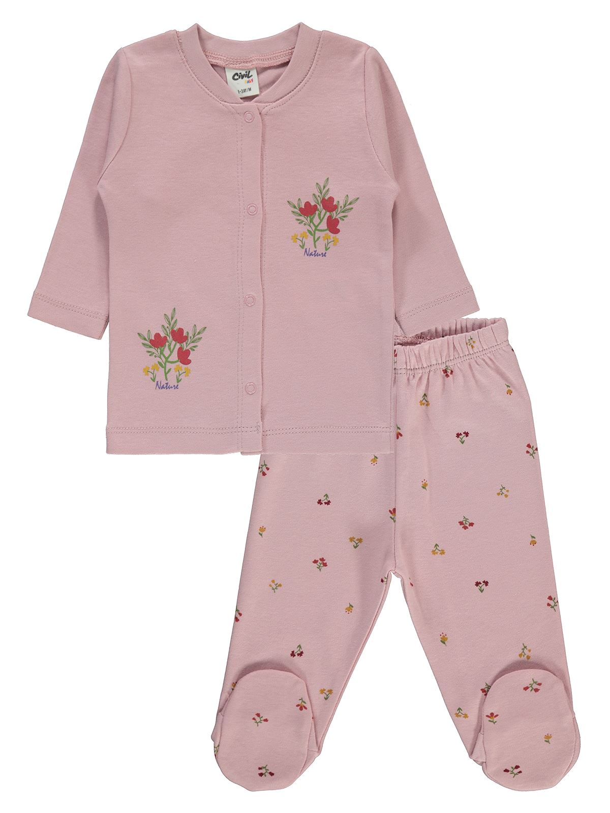 Civil Baby Kız Bebek Pijama Takımı 1-6 Ay Açık Pembe
