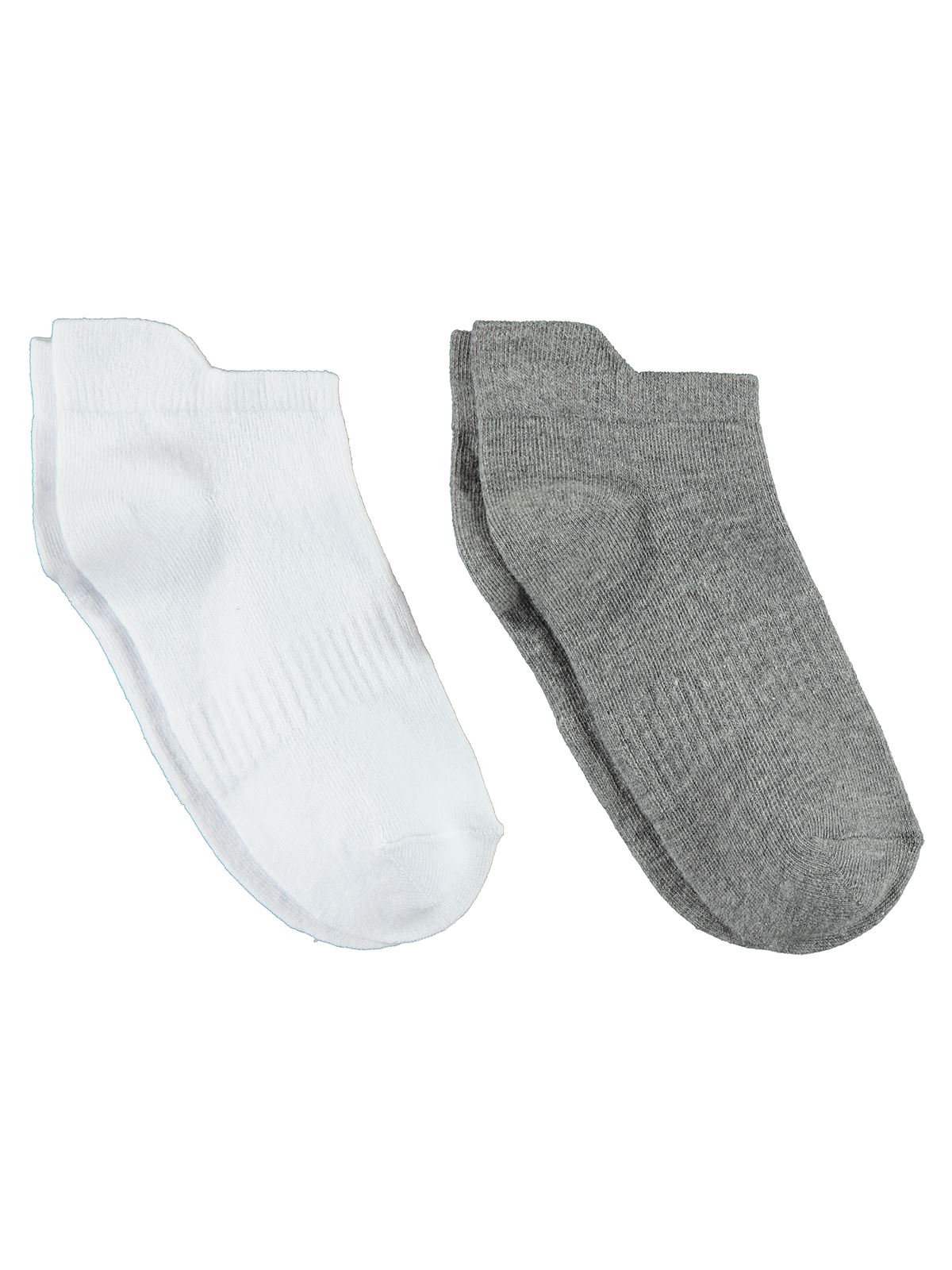 Gzn Kadın 2'li Dikişsiz Patik Çorap 36-40 Numara Gri-Beyaz