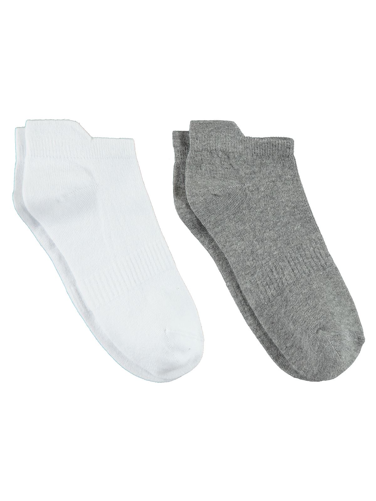 Gzn Erkek 2'li Dikişsiz Patik Çorap 40-44 Numara Gri-Beyaz