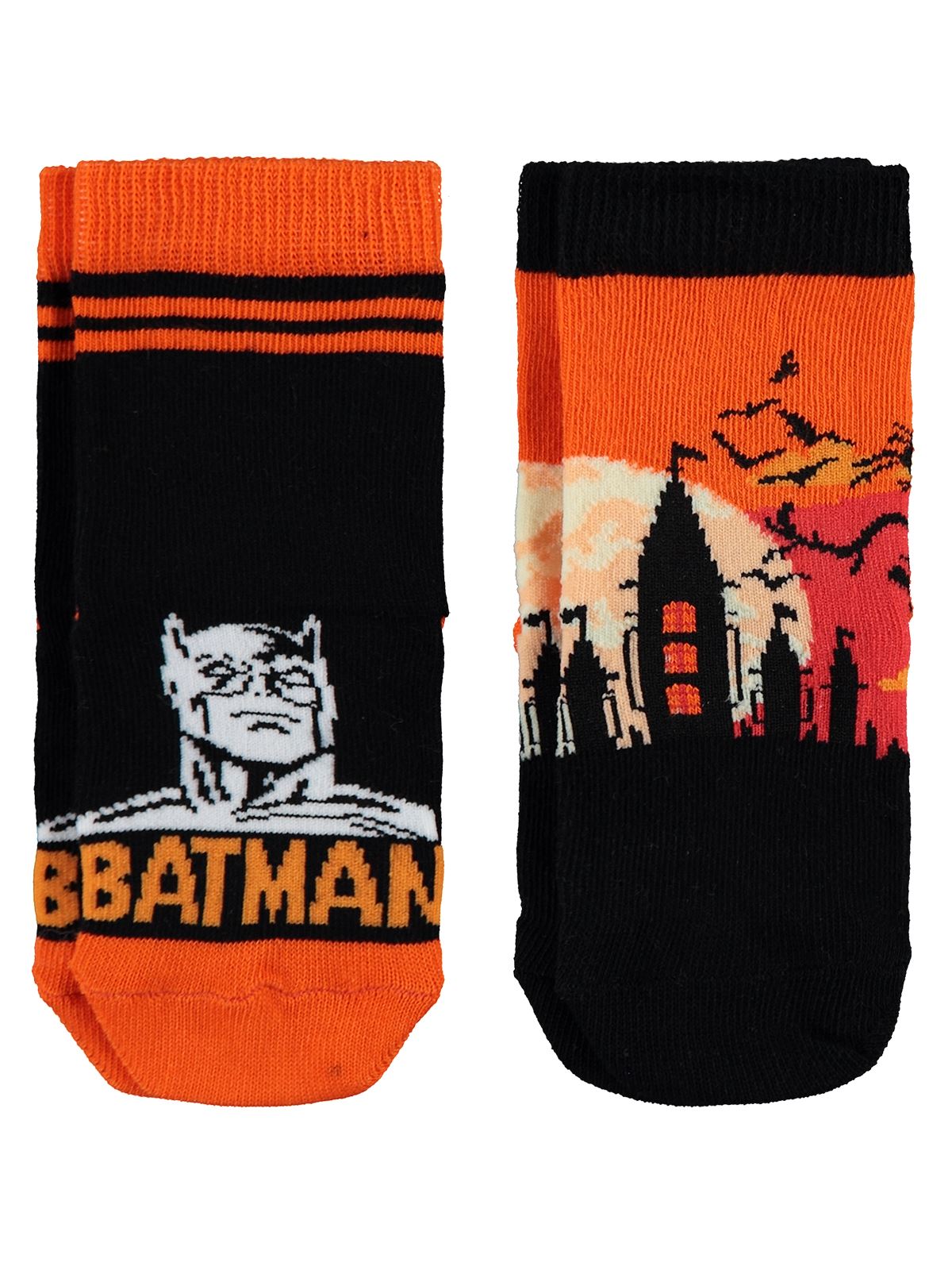 Batman Erkek Çocuk 2'li Soket Çorap Set 3-11 Yaş Turuncu