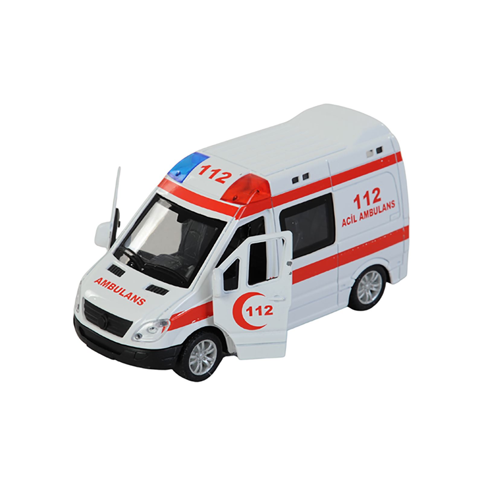Can Oyuncak Sesli Metal Ambulans Aracı Beyaz