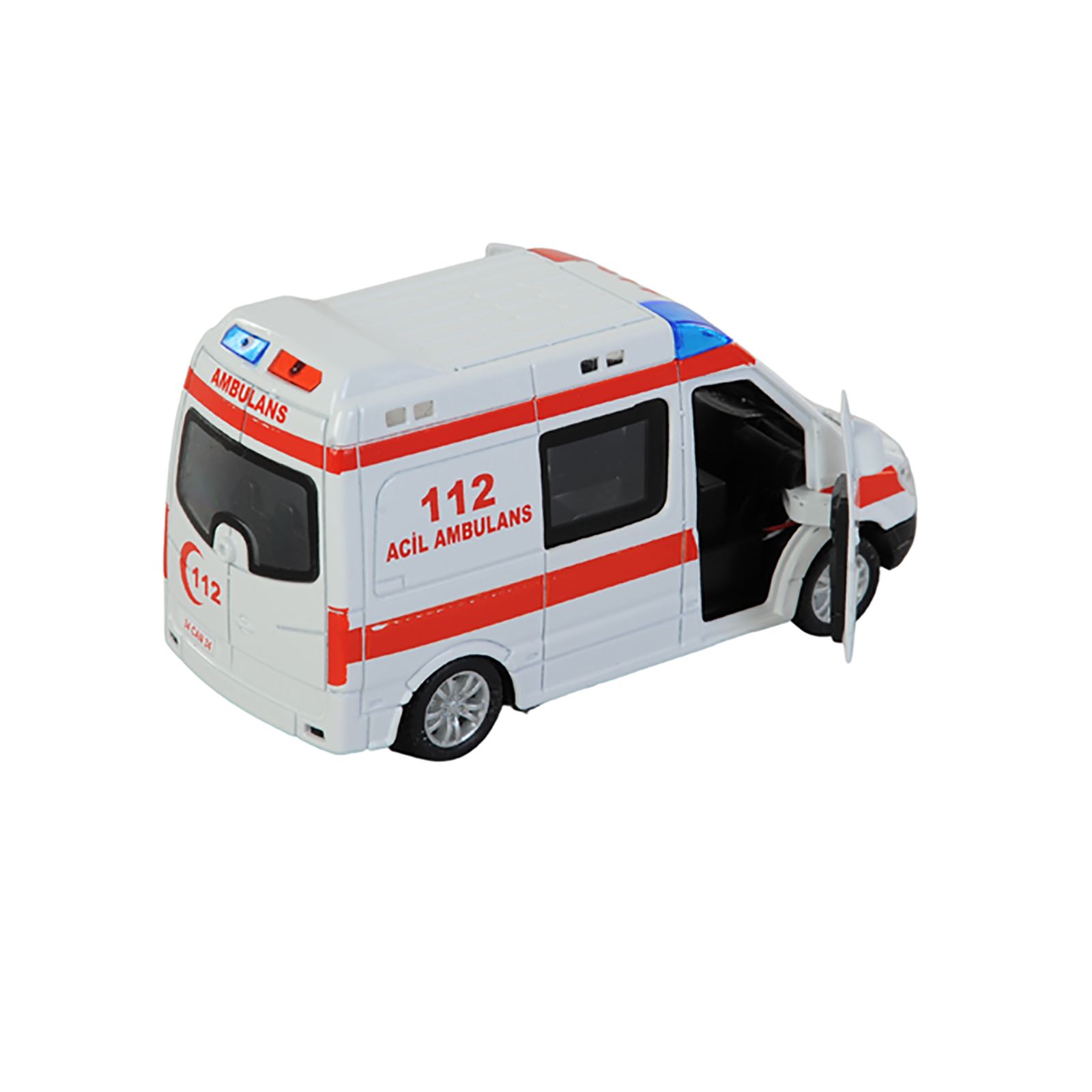 Can Oyuncak Sesli Metal Ambulans Aracı Beyaz