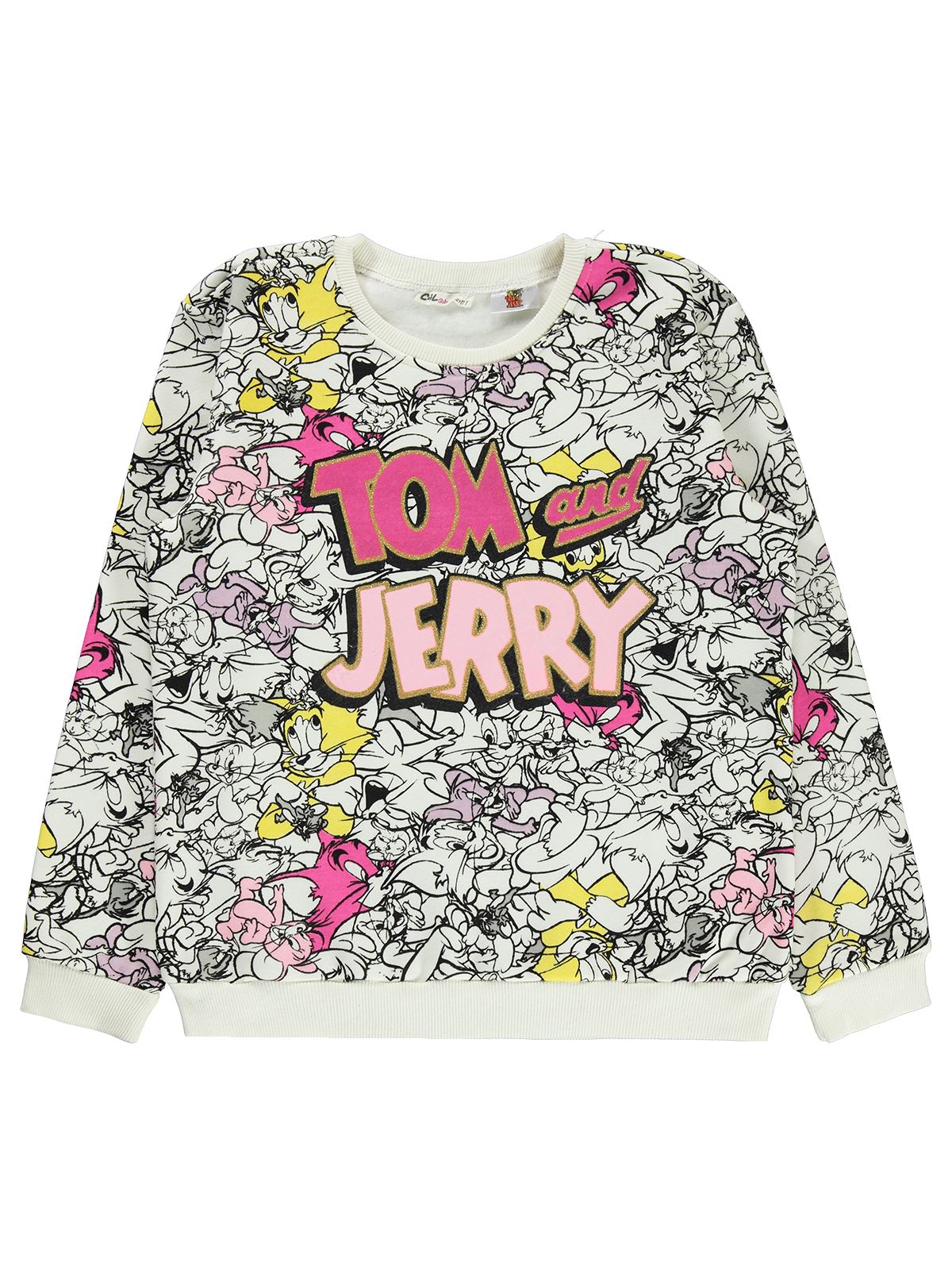 Tom Ve Jerry Kız Çocuk Sweatshirt 10-13 Yaş Ekru