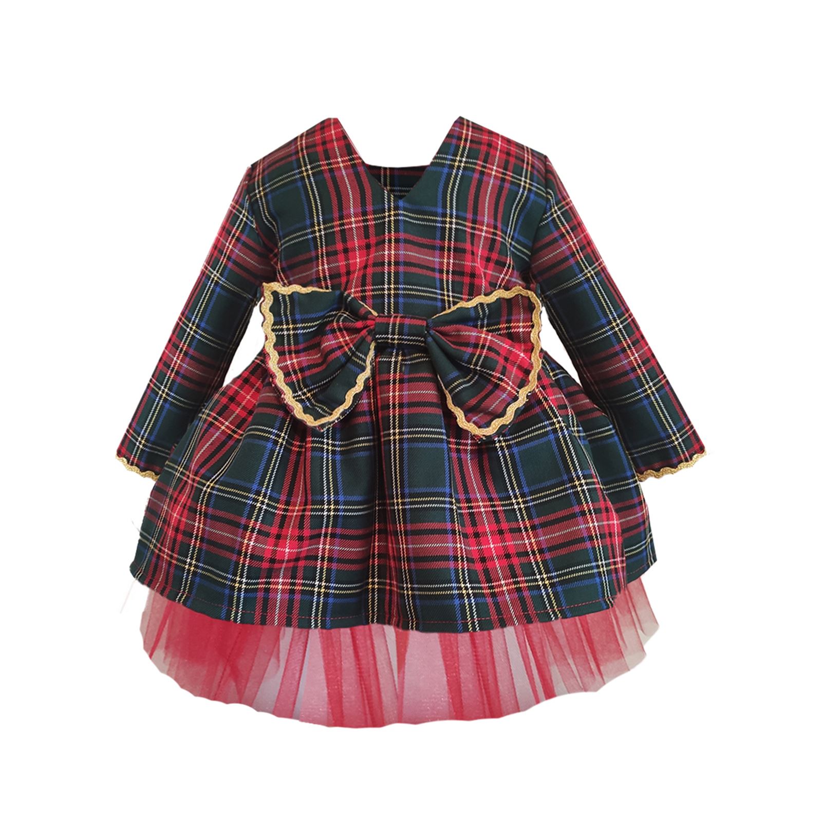 Shecco Babba Kız Çocuk Elbise Tütü Fiyonklu 6-10 Yaş Kırmızı