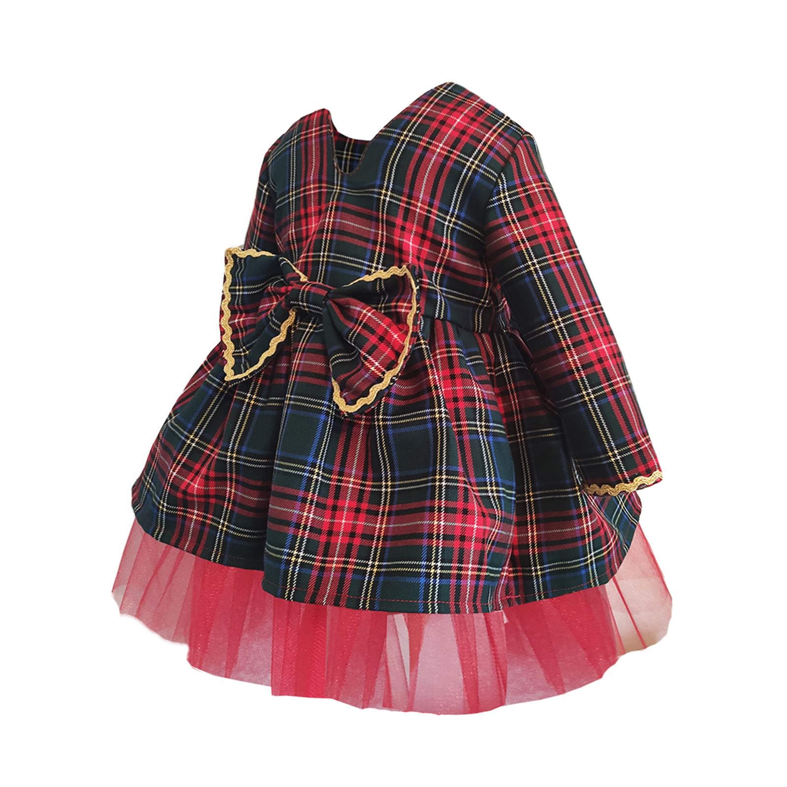 Shecco Babba Kız Çocuk Elbise Tütü Fiyonklu 6-10 Yaş Kırmızı