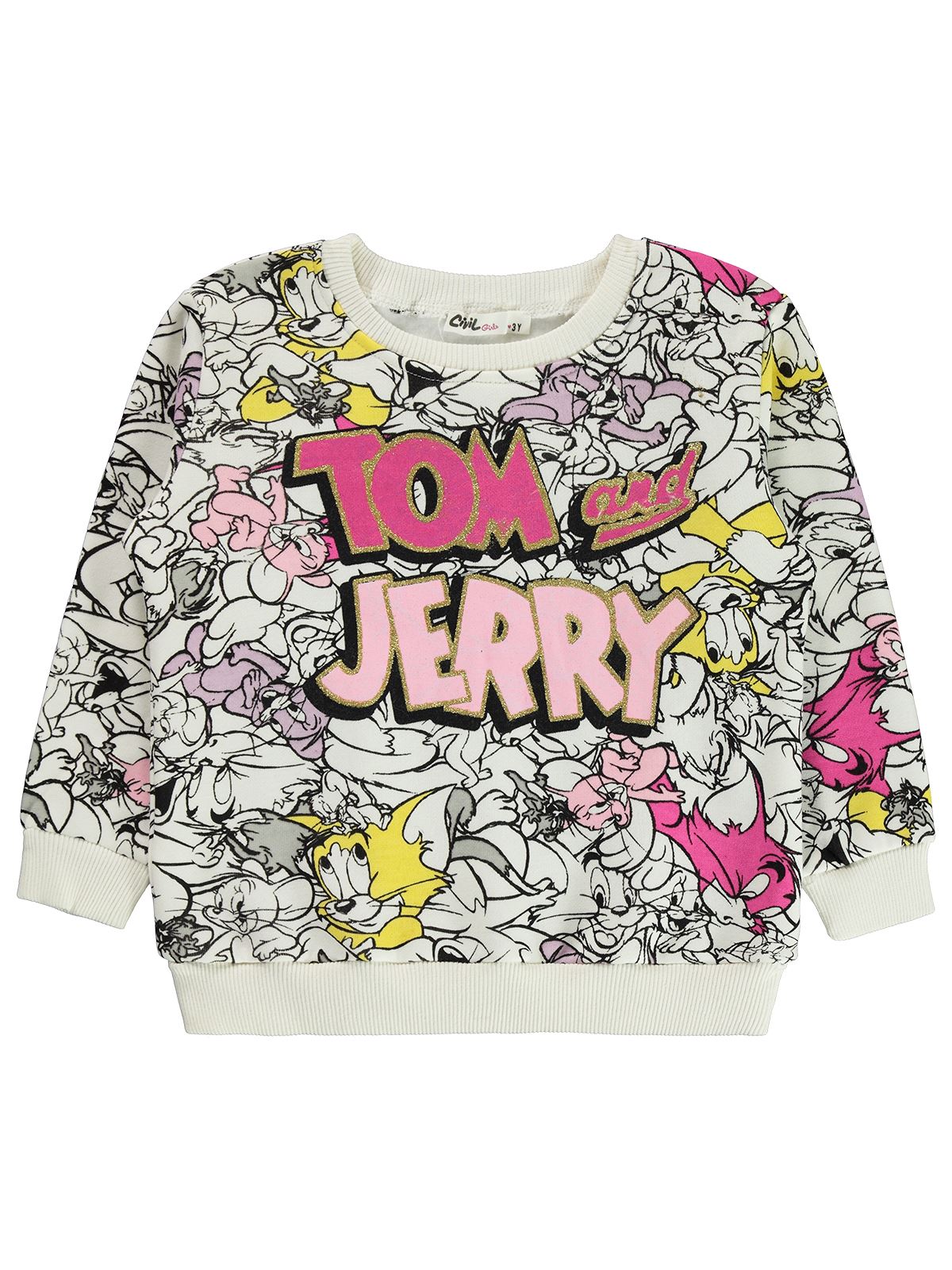 Tom Ve Jerry Kız Çocuk Sweatshirt 2-5 Yaş Ekru