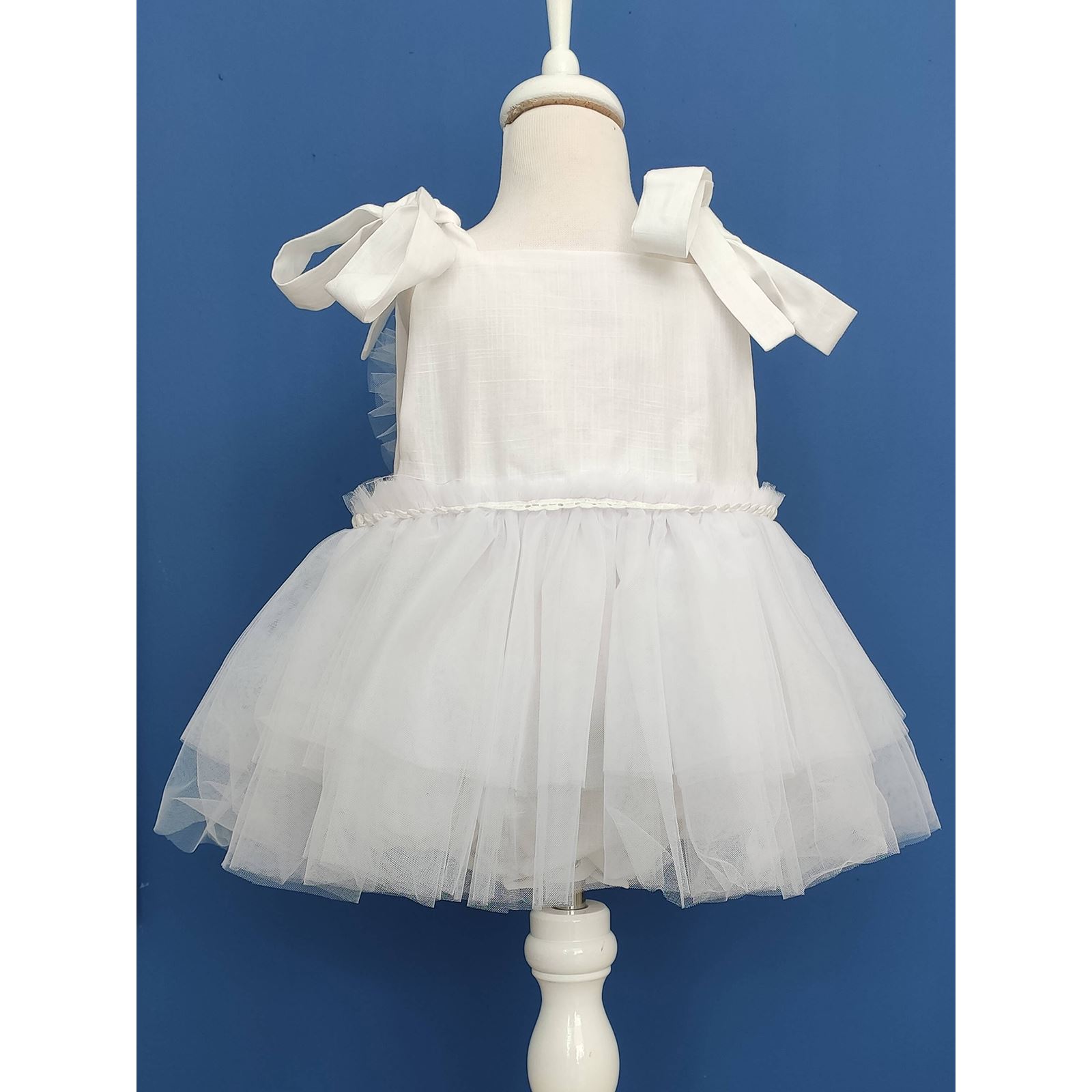 Shecco Babba Kalpli Pamuk Kız Bebek Tulum Tütü Elbise ve Bandana Takım, Çıtçıtlı Bebek Doğum Günü Elbisesi 0-2 Yaş Tulum Beyaz