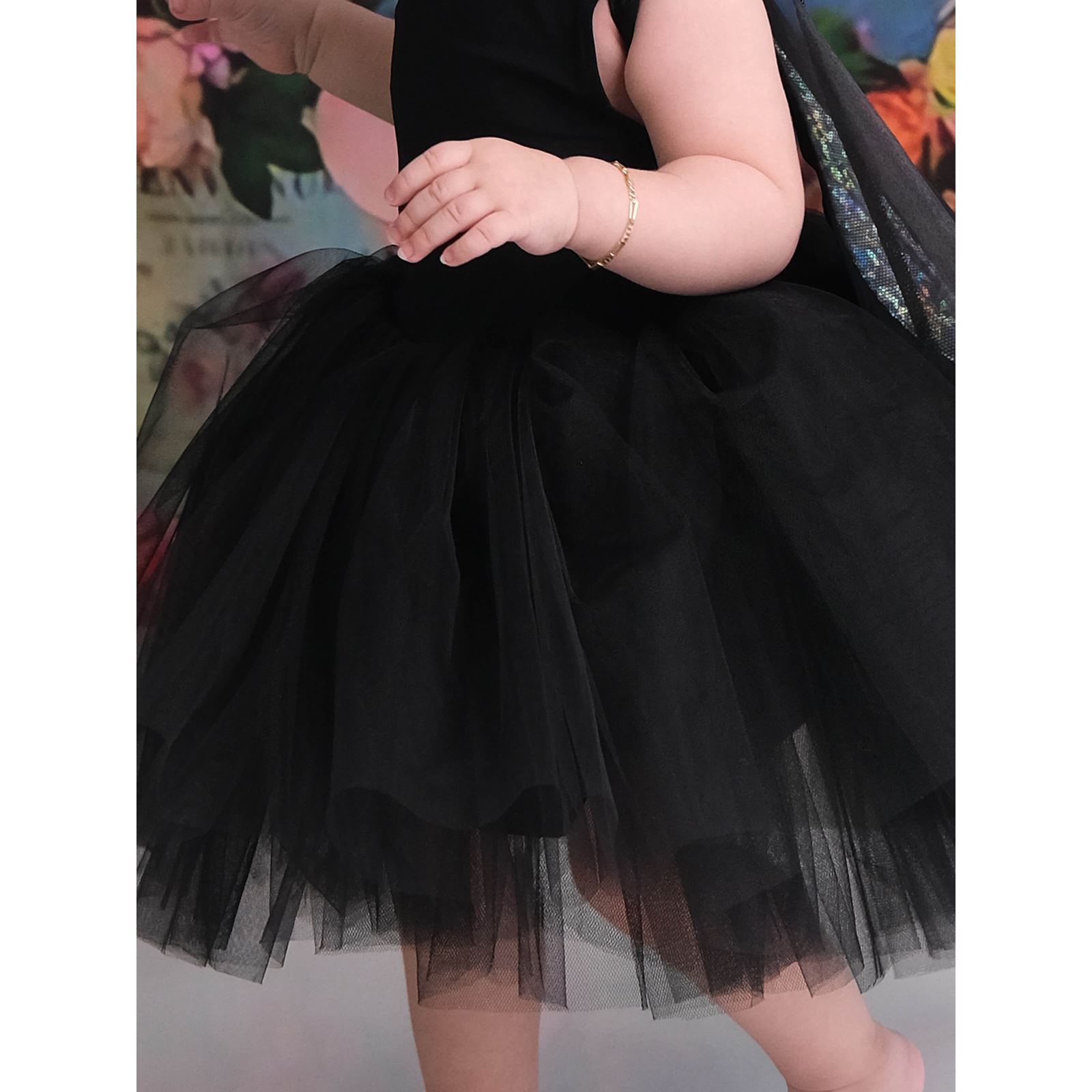 Shecco Babba Balerin Model Kız Çocuk Tütü Elbise, Pon Pon Bandana Takımı - Çocuk Abiye Elbise 1-5 Yaş Abiye Siyah
