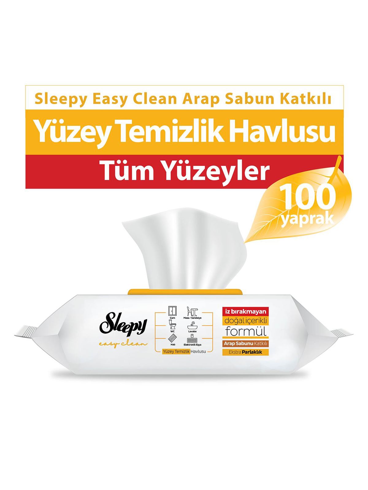 Sleepy Easy Clean Arap Sabunu Katkılı Yüzey Temizlik Havlusu 100 Adet