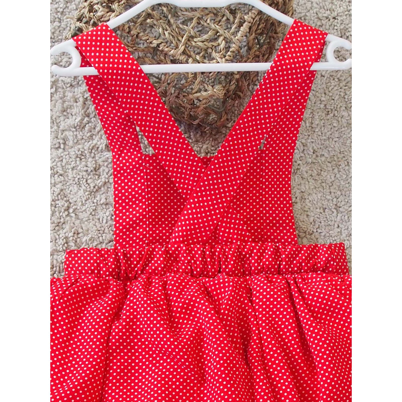 Shecco Babba Puantiyeli Kız Çocuk Tütü Elbise Bandana Takım 6-10 Yaş Kırmızı