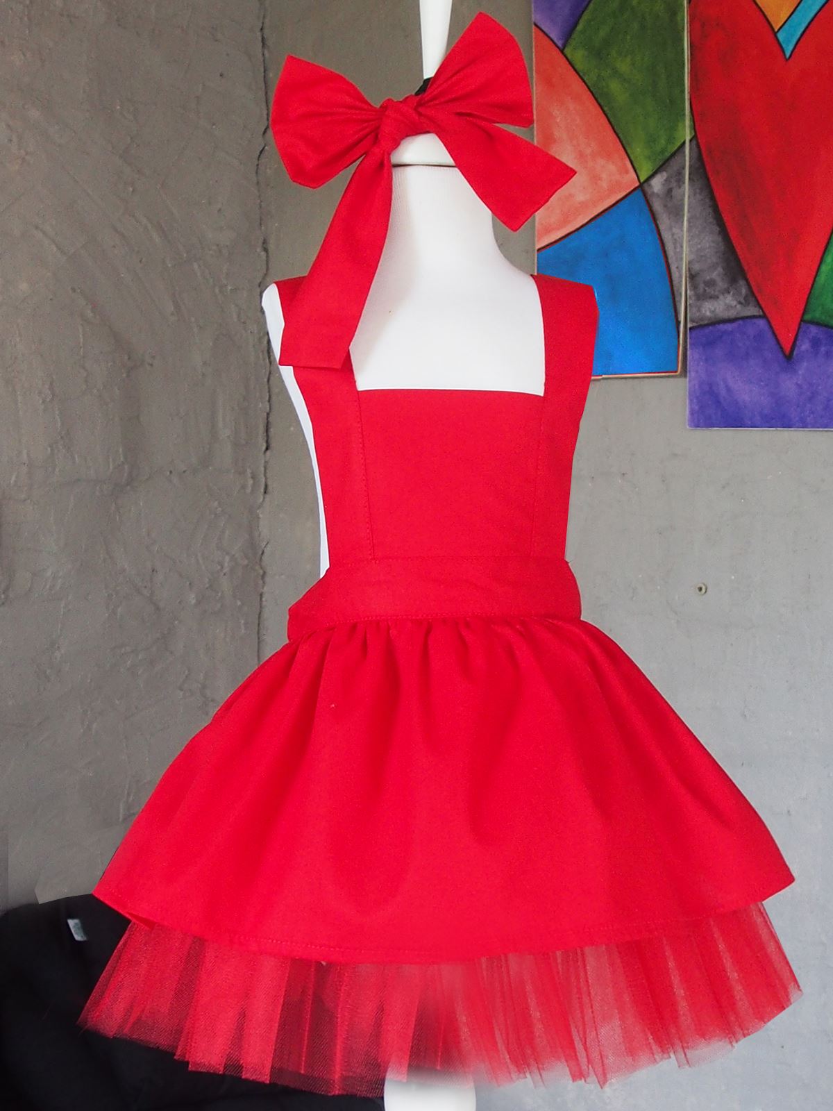 Shecco Babba Kız Çocuk Tütü Elbise Bandana Takım 6-10 Yaş Kırmızı