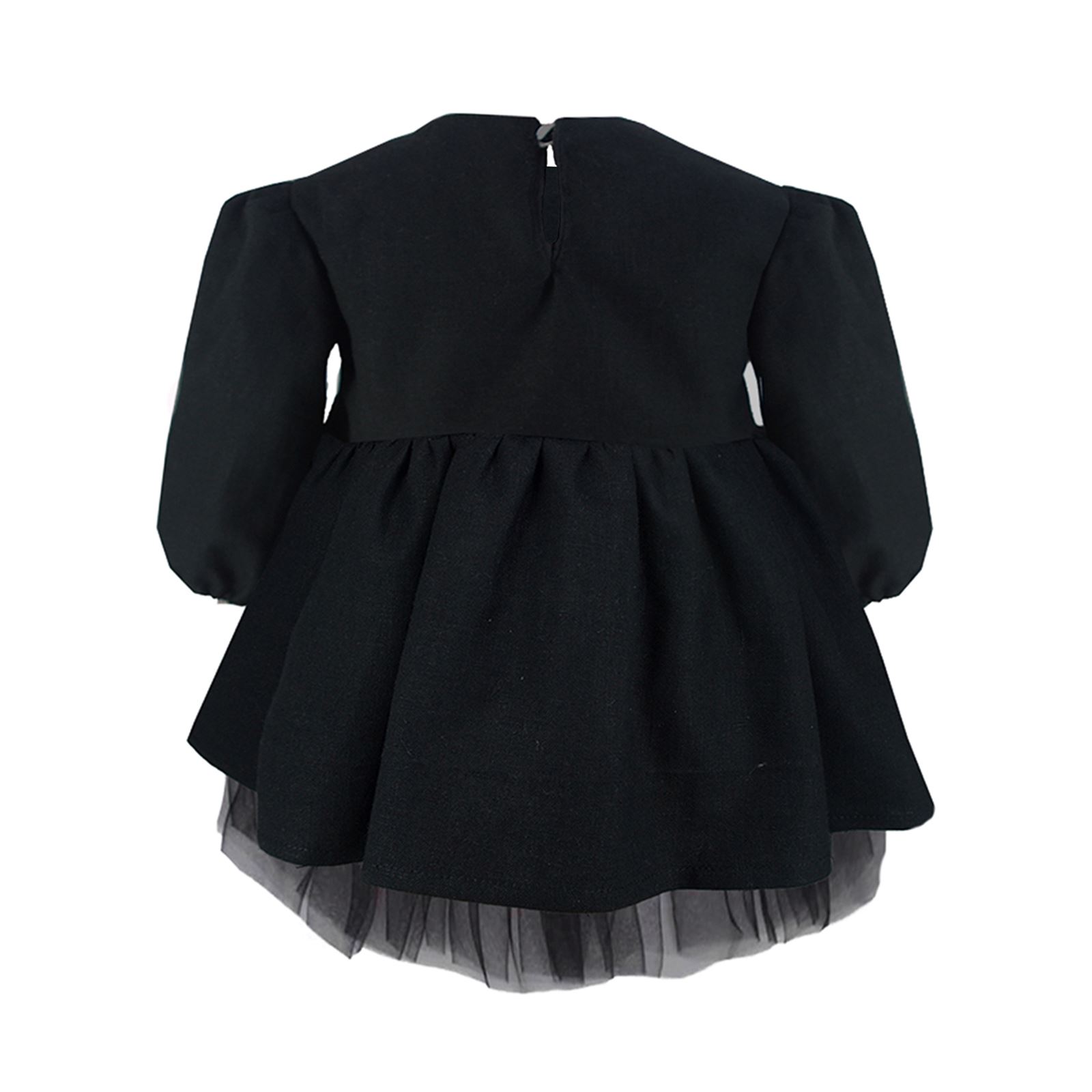 Shecco Babba Kız Çocuk Uzun Kollu Tütü Elbise Taç Takım 6-10 Yaş Siyah