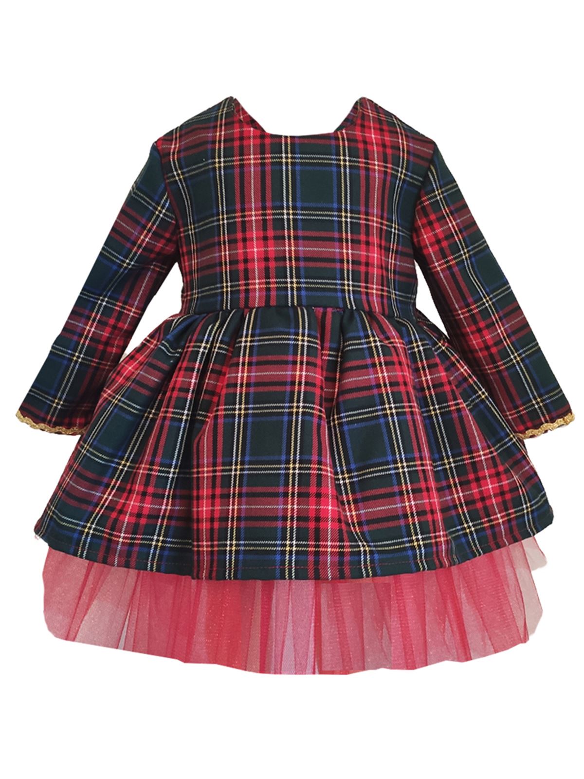 Shecco Babba Kız Çocuk Uzun Kollu Tütü Elbise Taç Takım 6-10 Yaş Kırmızı