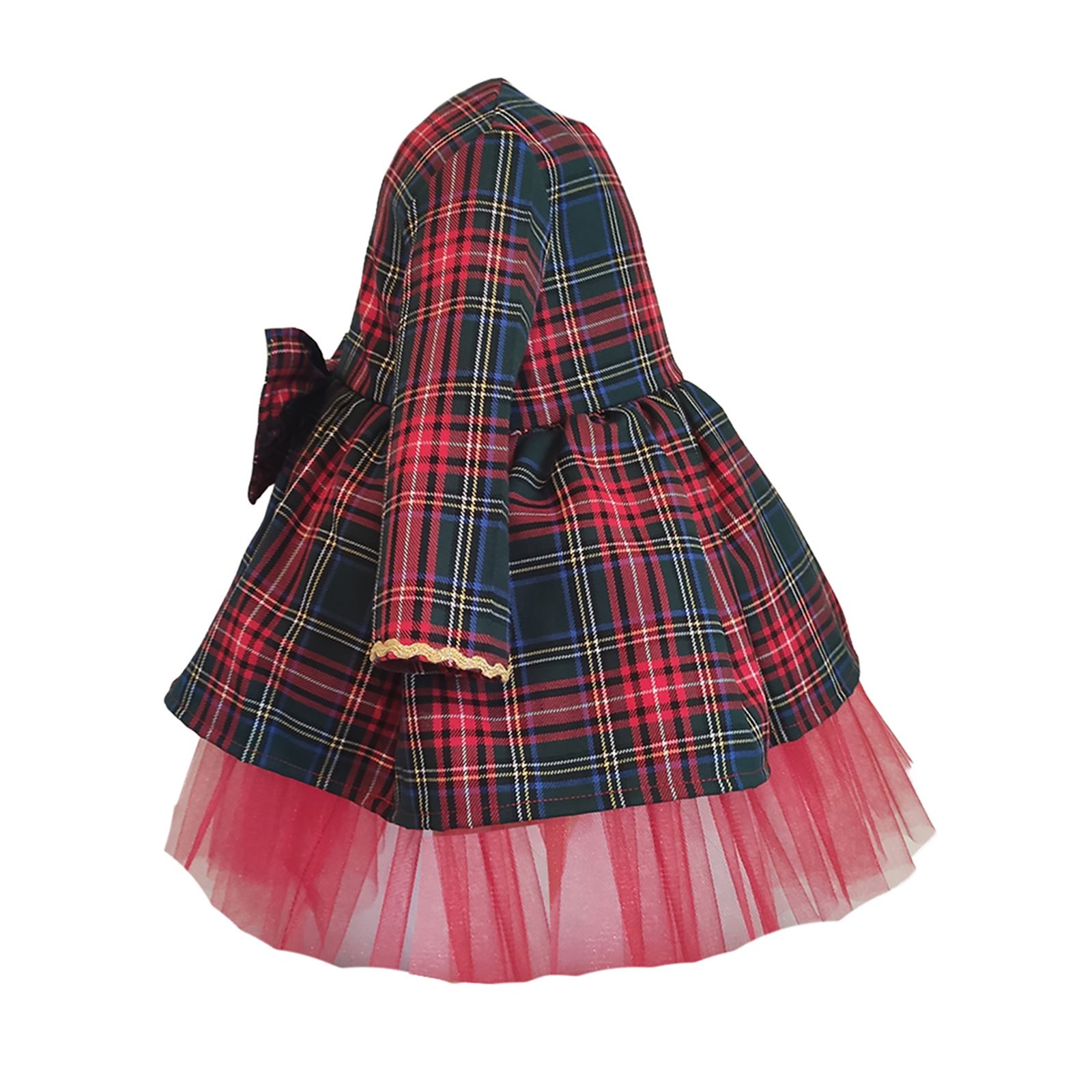 Shecco Babba Kız Çocuk Uzun Kollu Tütü Elbise Taç Takım 6-10 Yaş Kırmızı
