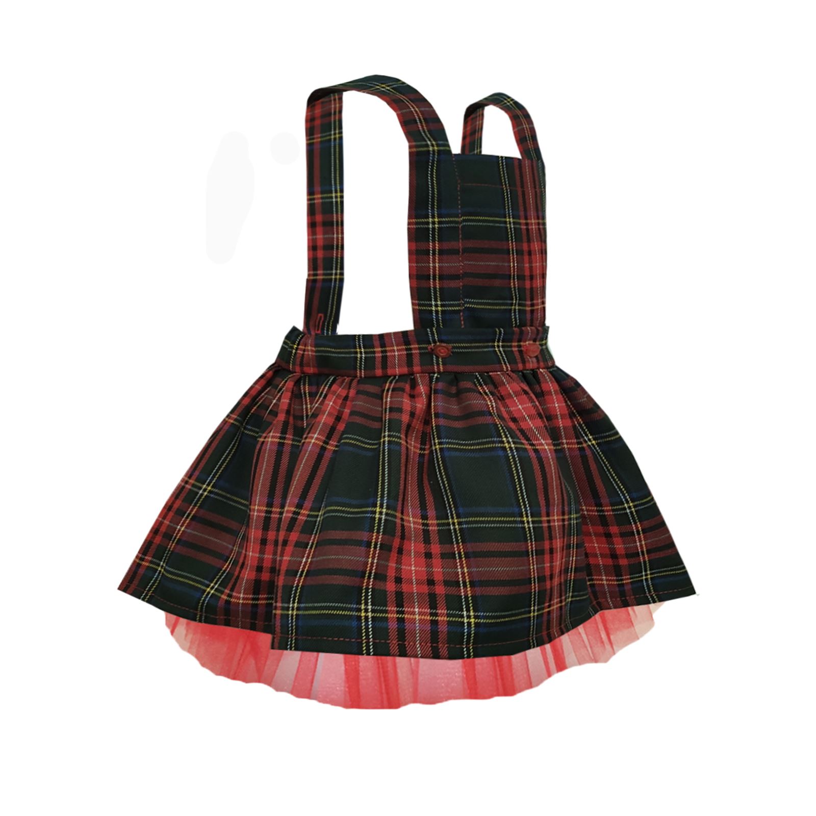 Shecco Babba Kız Çocuk Salopet Elbise Tütü Taç Takım 6-10 Yaş Kırmızı