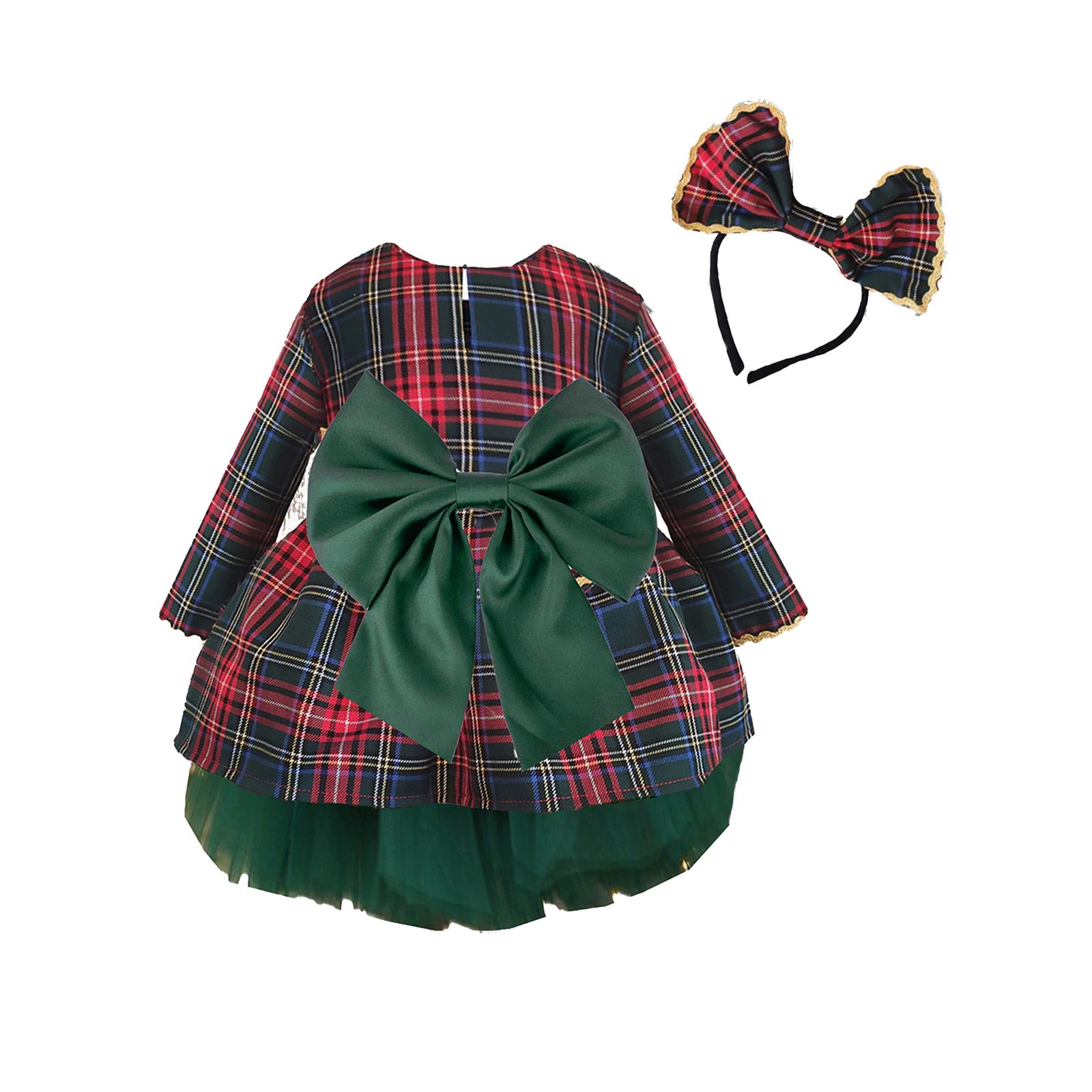 Shecco Babba Kız Çocuk Tütü Elbise Taç Takım Fiyonk 6-10 Yaş Yeşil