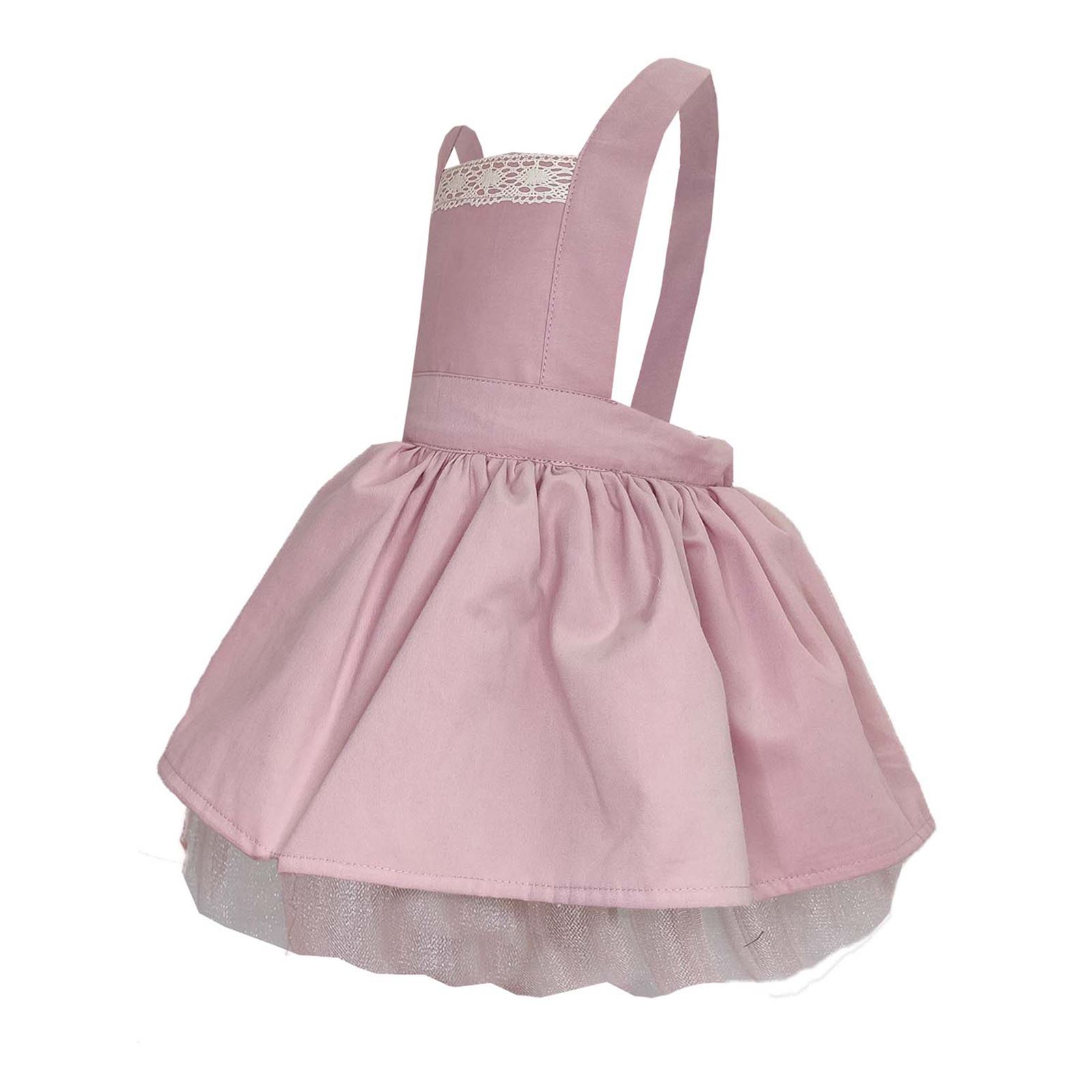 Shecco Babba Kız Çocuk Dantel Detaylı Tütü Elbise Taç Takım 6-10 Yaş Pudra