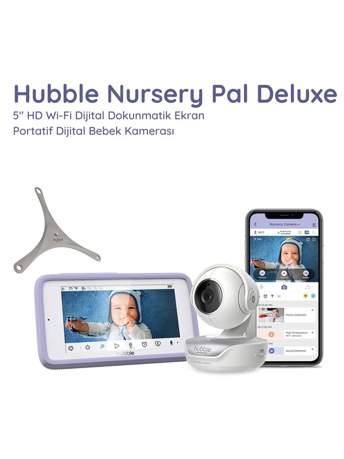 Hubble Nursery Pal Deluxe 5” Hd Wi-fi Dokunmatik Ekran Portatif Dijital Bebek Kamerasıs