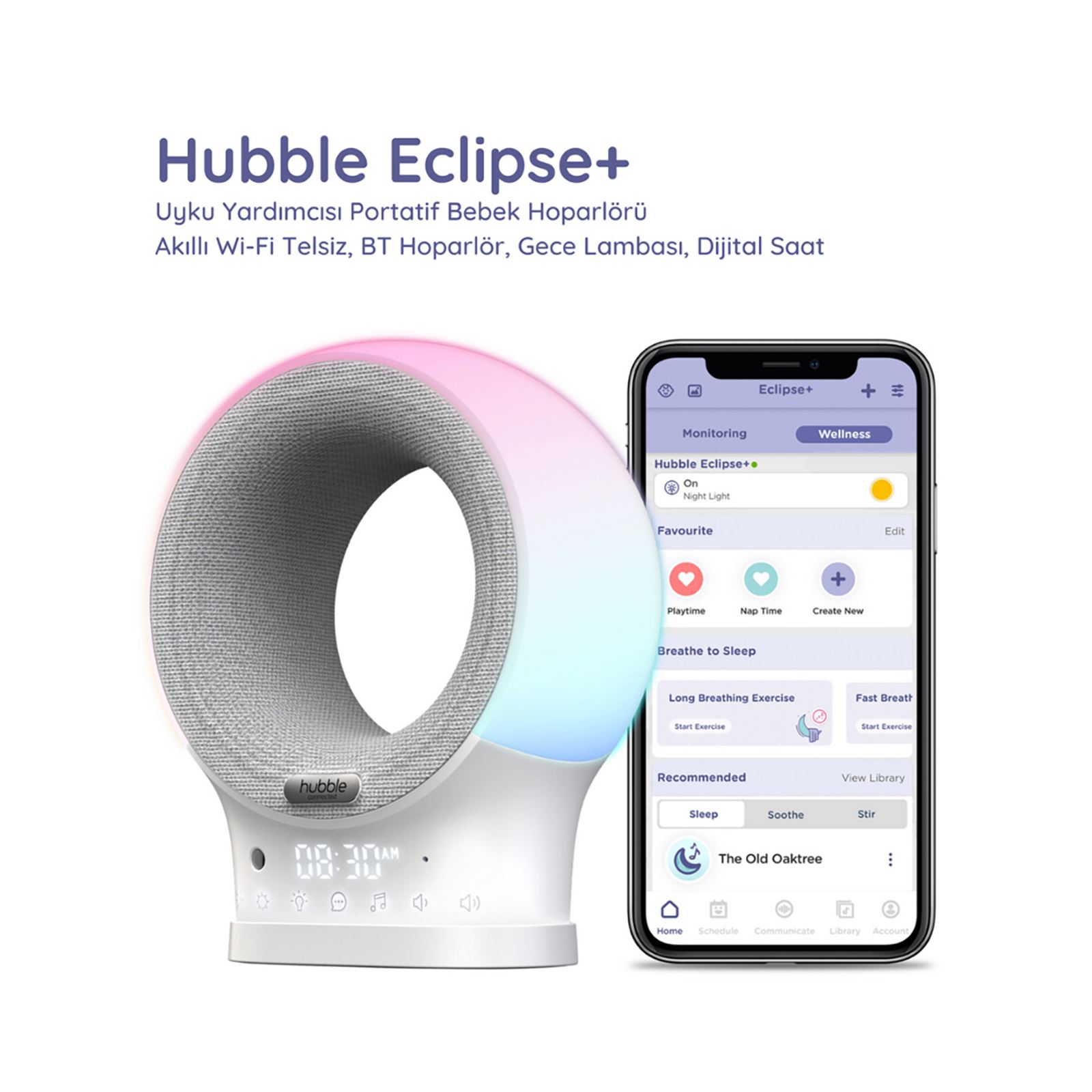 Hubble Eclipse Plus Bebek Telsizi Ninni Çalar Bluetooth Speaker Gece Lambası